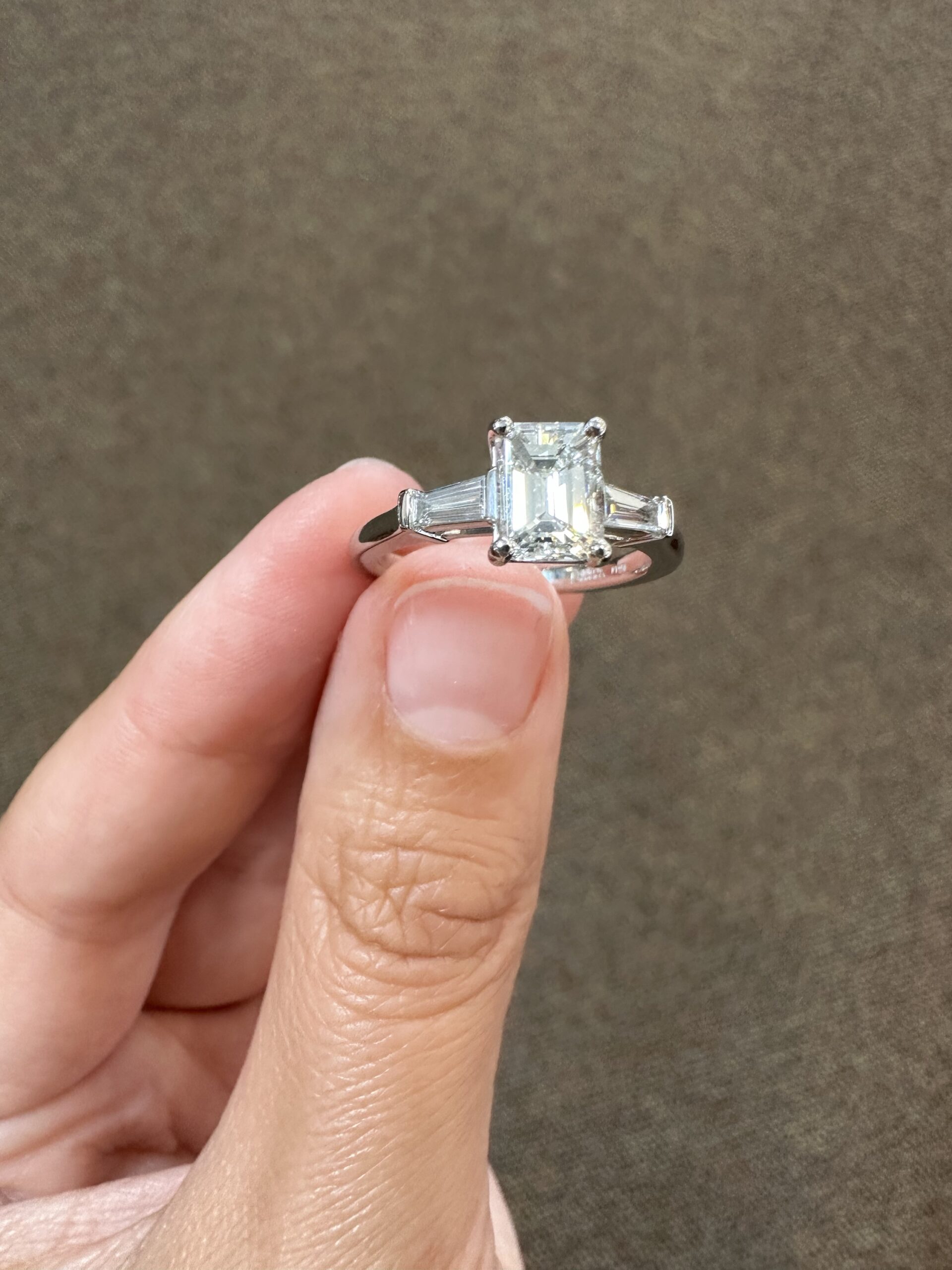 Custom Made Platinum Genuine GIA Certified 1.20 Carat Emerald Cut Diamond Engagement Ring - Image 9