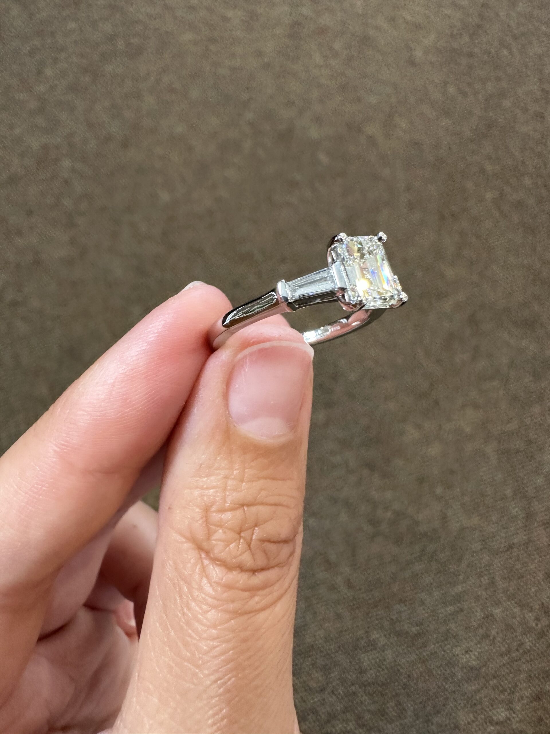 Custom Made Platinum Genuine GIA Certified 1.20 Carat Emerald Cut Diamond Engagement Ring - Image 8