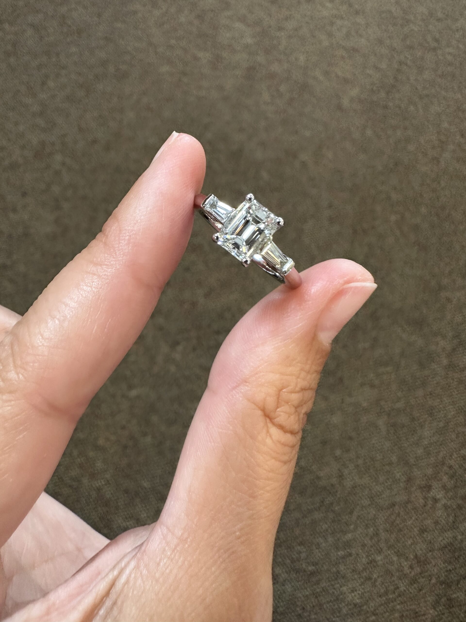 Custom Made Platinum Genuine GIA Certified 1.20 Carat Emerald Cut Diamond Engagement Ring - Image 6