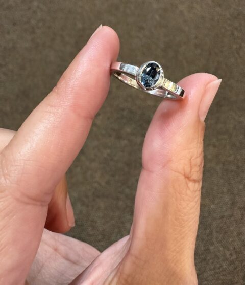 Sterling Silver Bezel Set Genuine .42 Cttw Aquamarine Ring