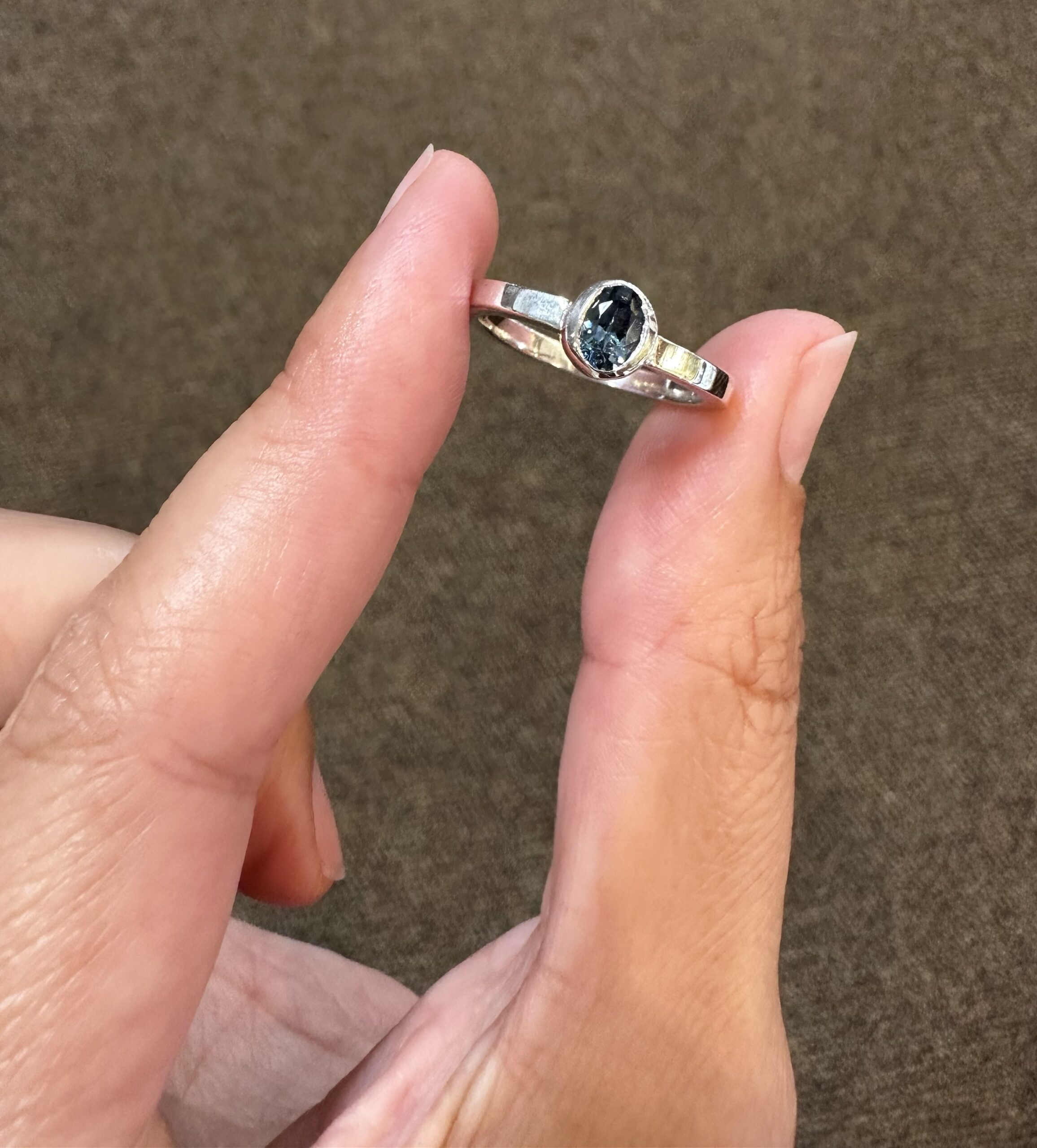 Sterling Silver Bezel Set Genuine .42 Cttw Aquamarine Ring - Image 2