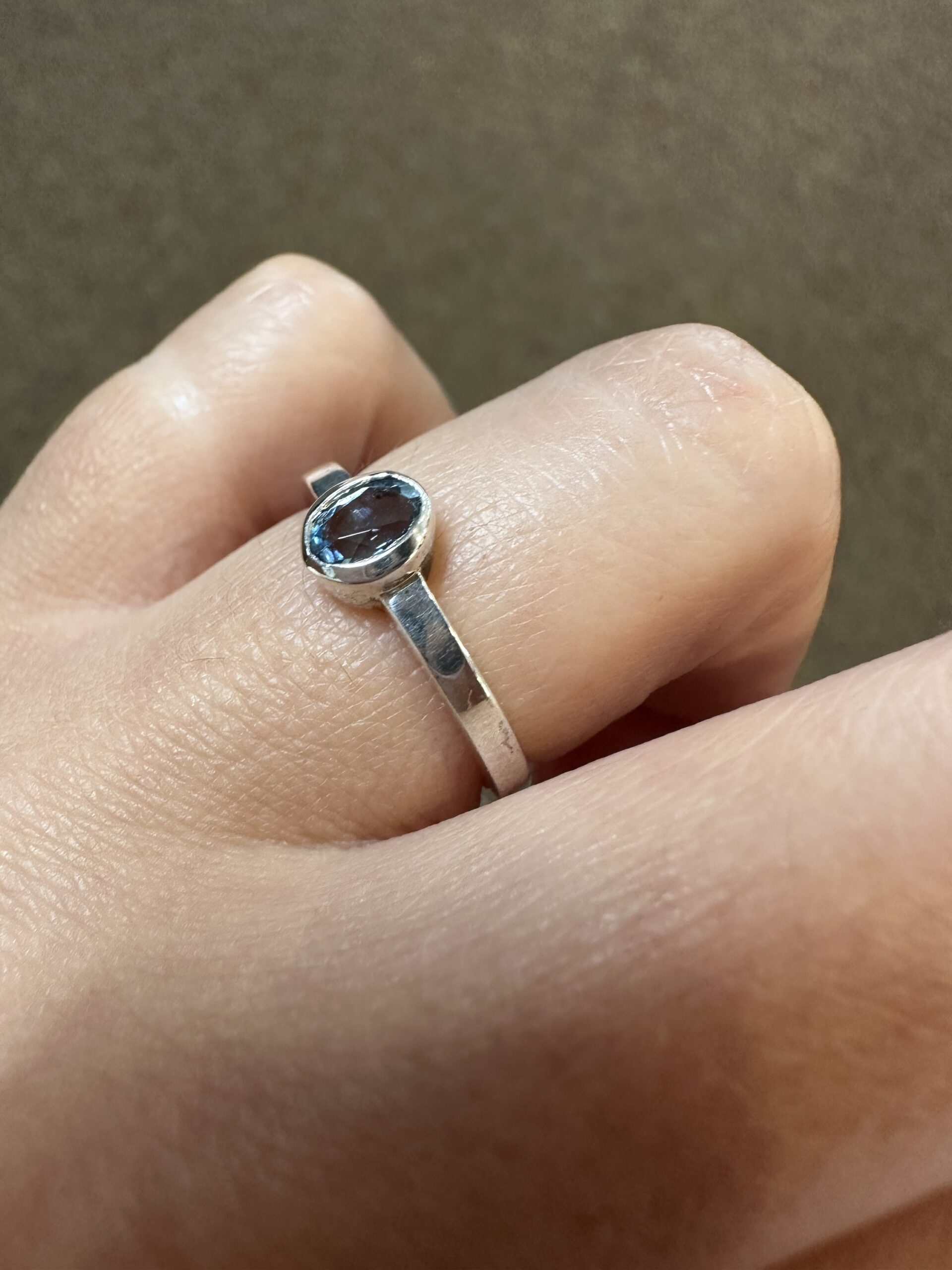 Sterling Silver Bezel Set Genuine .42 Cttw Aquamarine Ring - Image 9