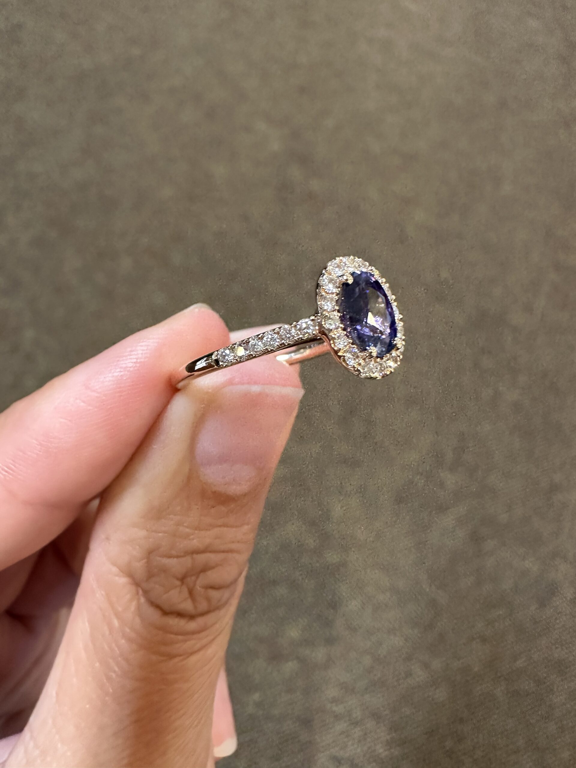 14k Rose Gold Genuine .93 Carat Purple Sapphire & Diamond Halo Ring - Image 9