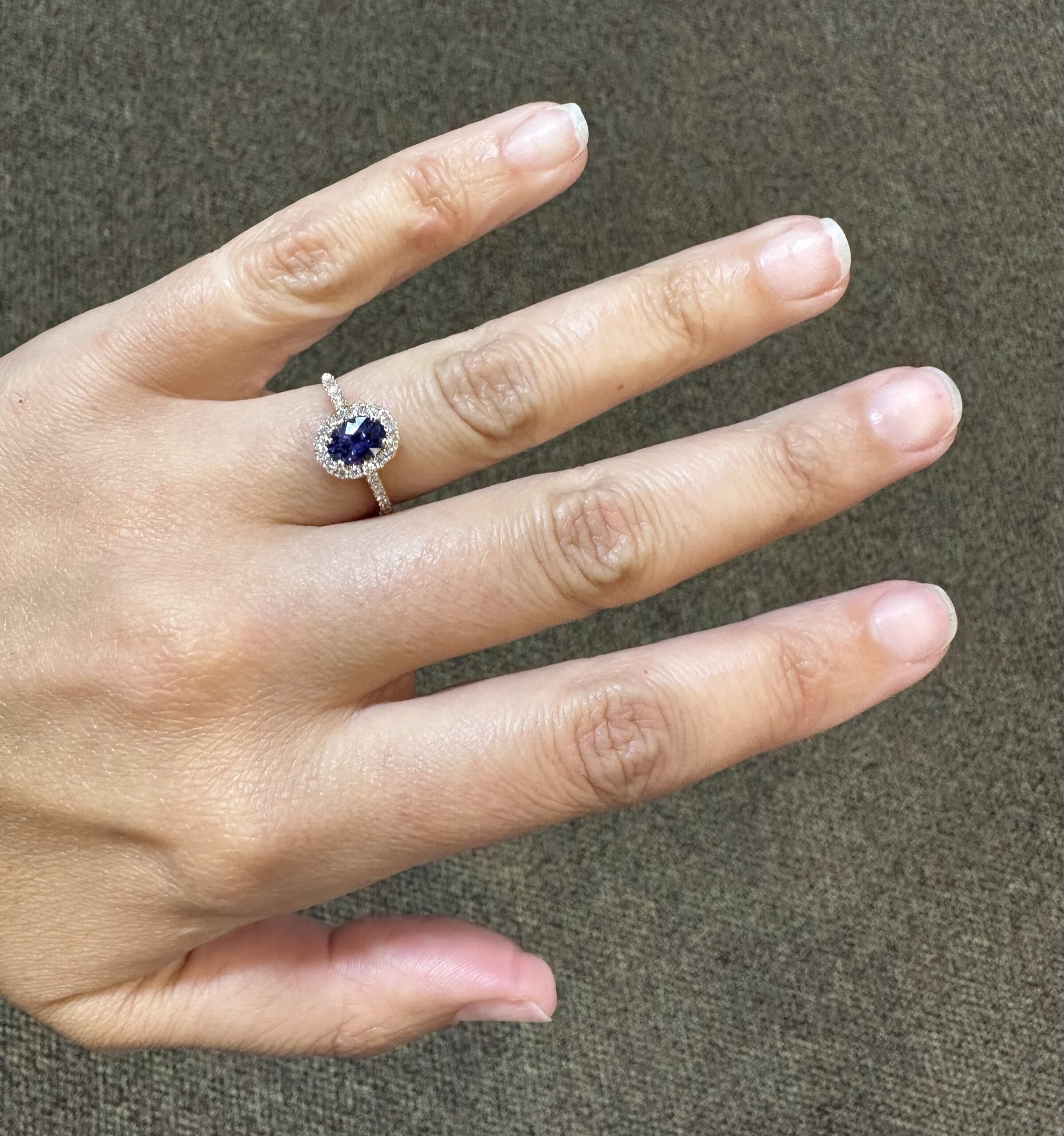 14k Rose Gold Genuine .93 Carat Purple Sapphire & Diamond Halo Ring - Image 17