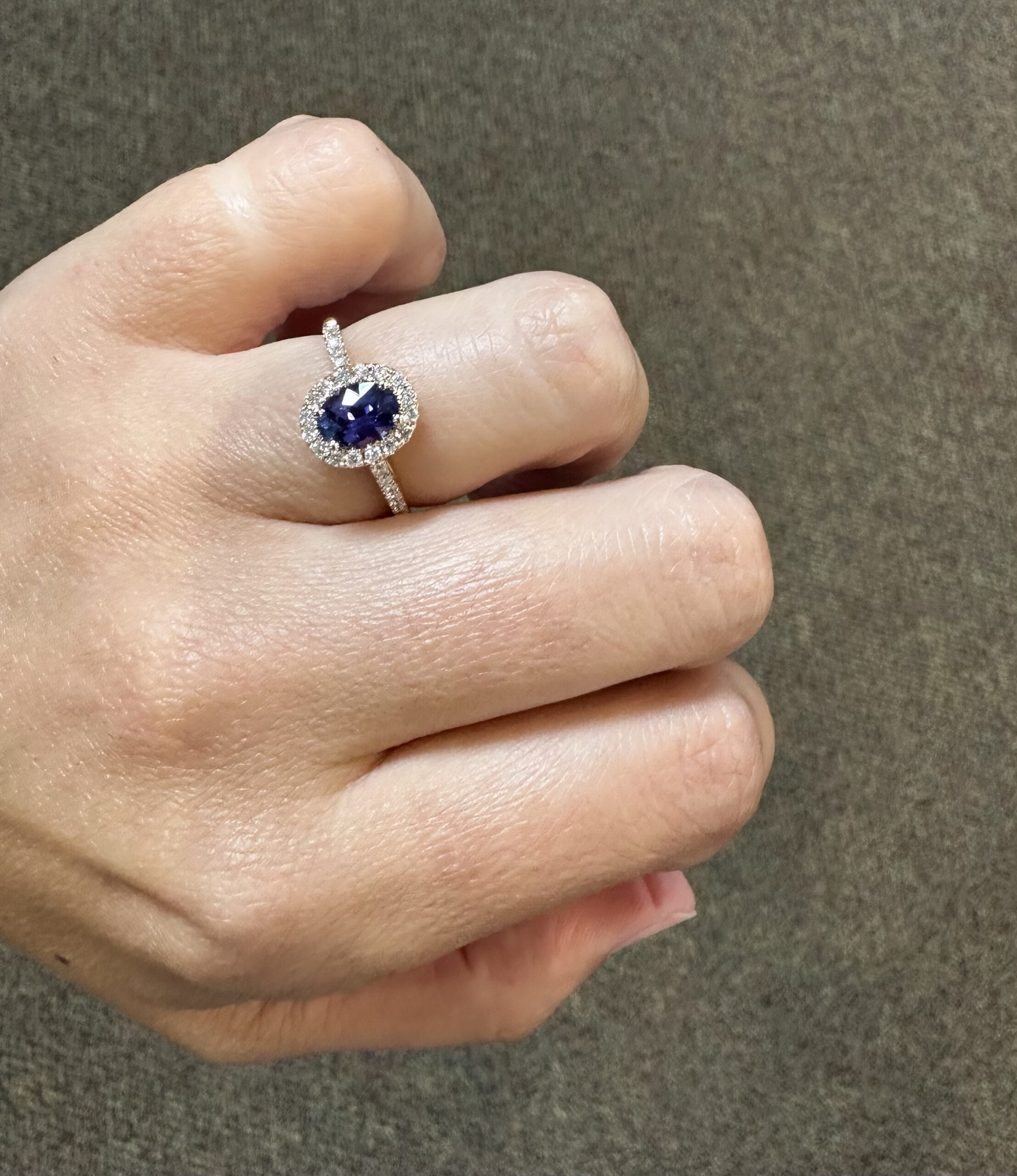 14k Rose Gold Genuine .93 Carat Purple Sapphire & Diamond Halo Ring - Image 18