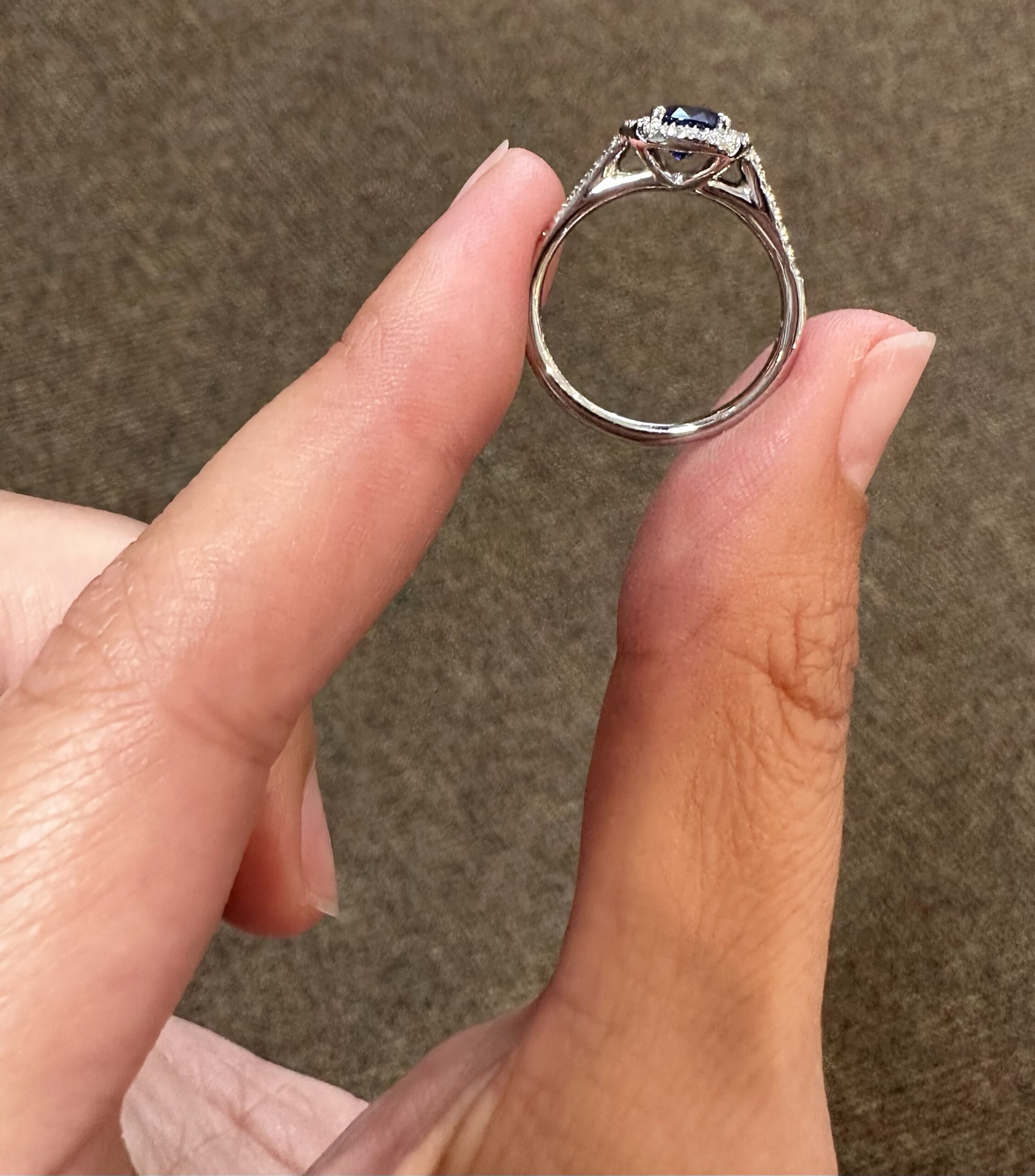 14k White Gold Genuine 1.36 Carat Ceylon Sapphire & Diamond Halo Ring - Image 9