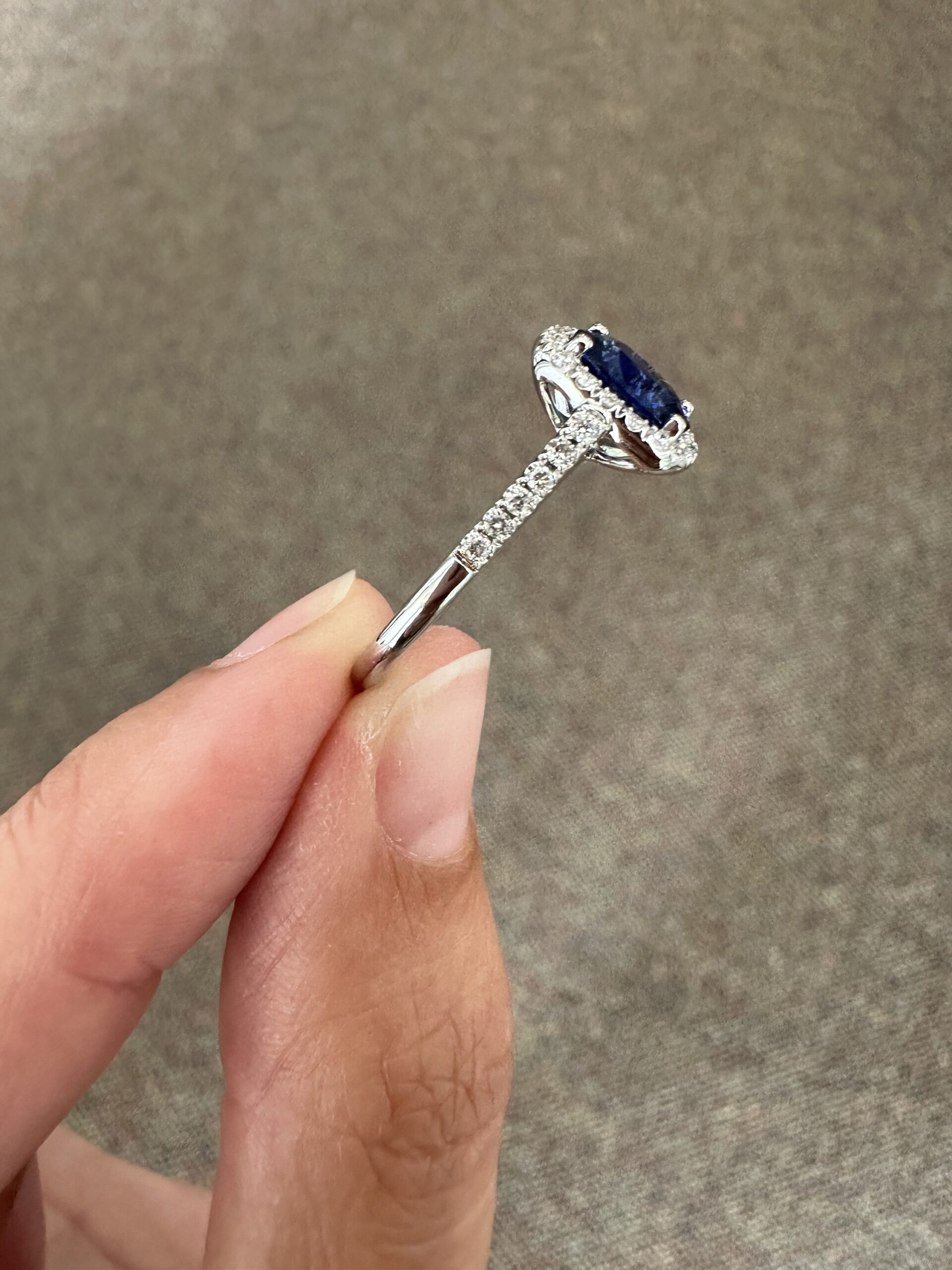 14k White Gold Genuine 1.36 Carat Ceylon Sapphire & Diamond Halo Ring - Image 27