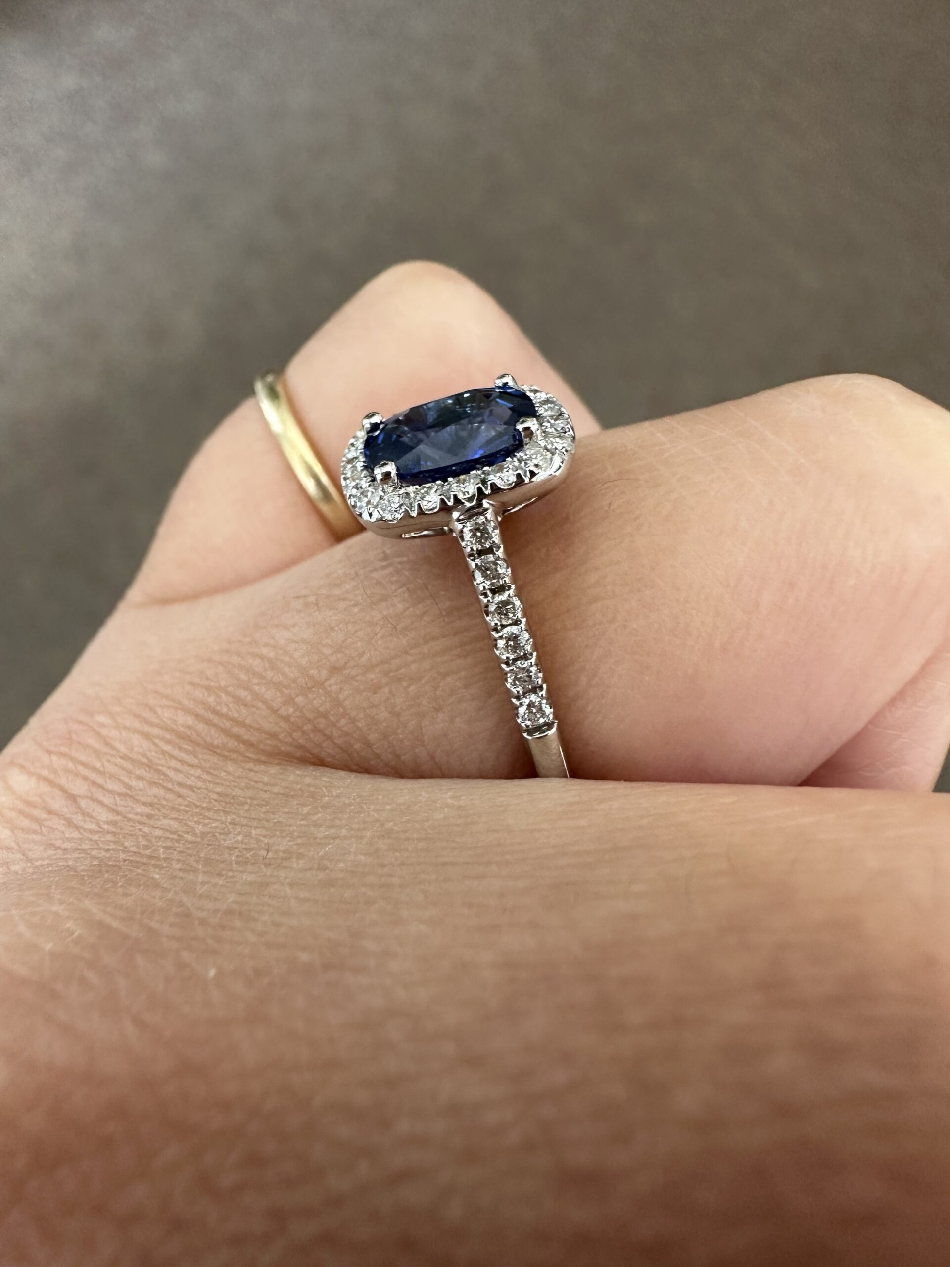 14k White Gold Genuine 1.36 Carat Ceylon Sapphire & Diamond Halo Ring - Image 50