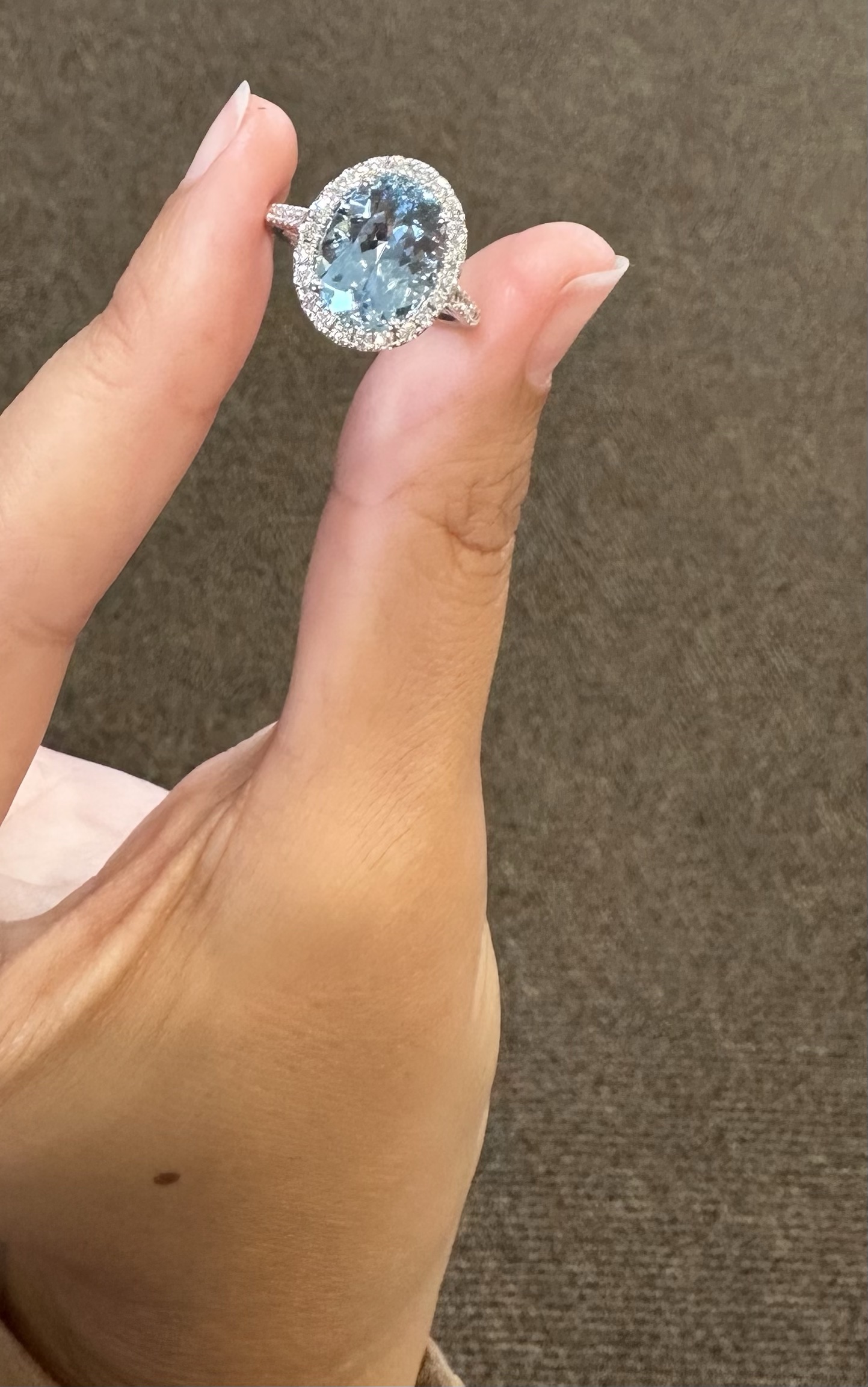 14k White Gold Genuine 3.82 Carat Aquamarine & Diamond Halo Ring - Image 50