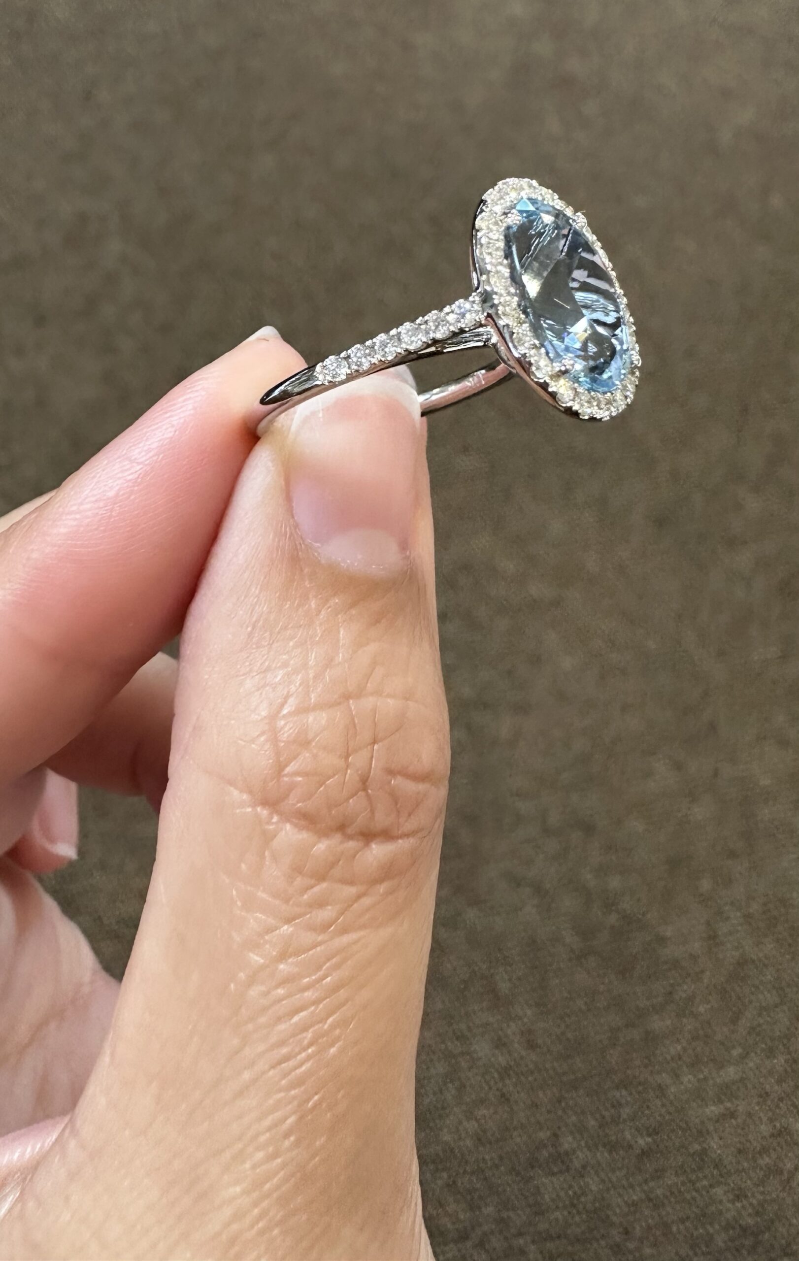 14k White Gold Genuine 3.82 Carat Aquamarine & Diamond Halo Ring - Image 53