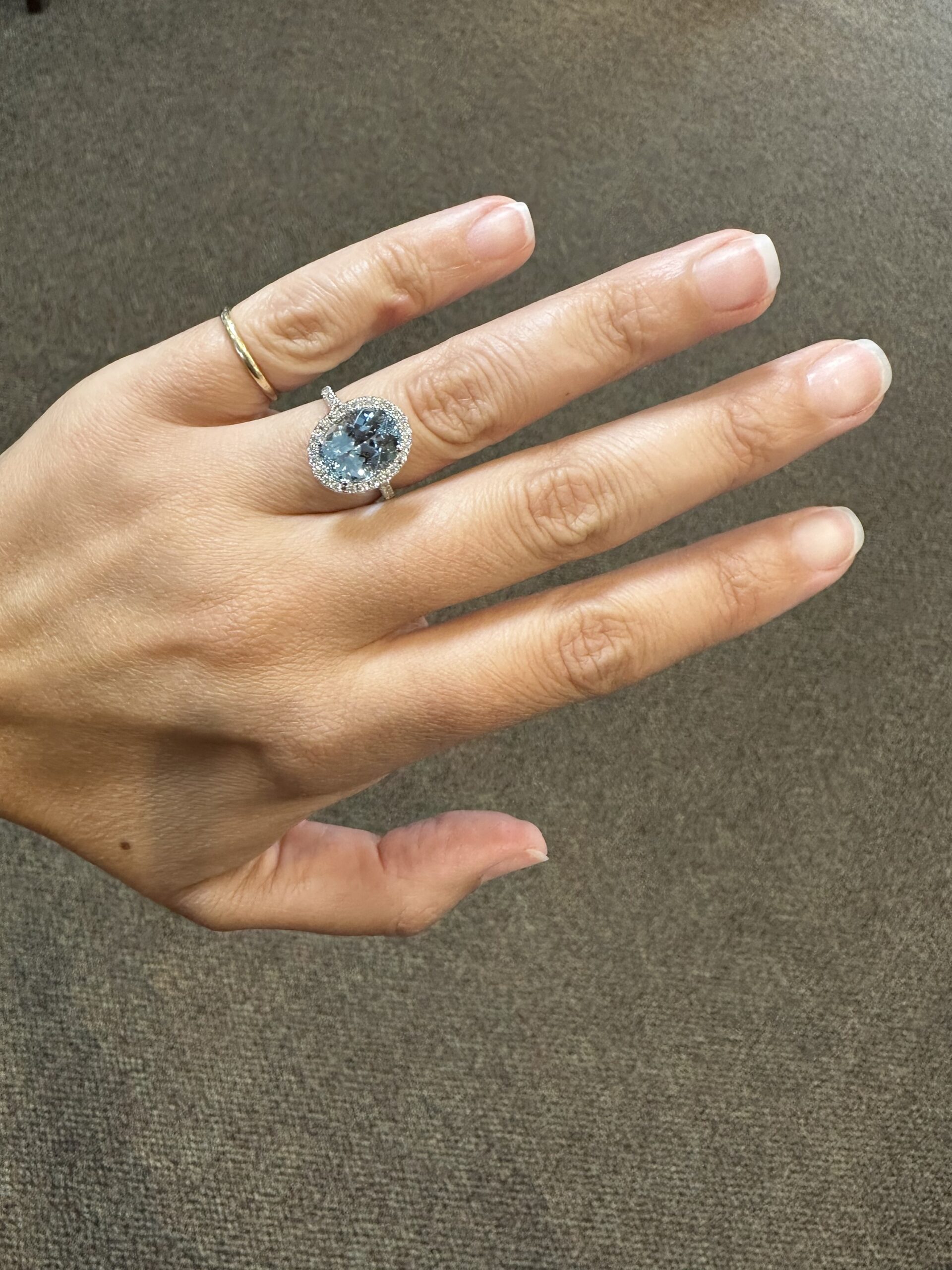 14k White Gold Genuine 3.82 Carat Aquamarine & Diamond Halo Ring - Image 64