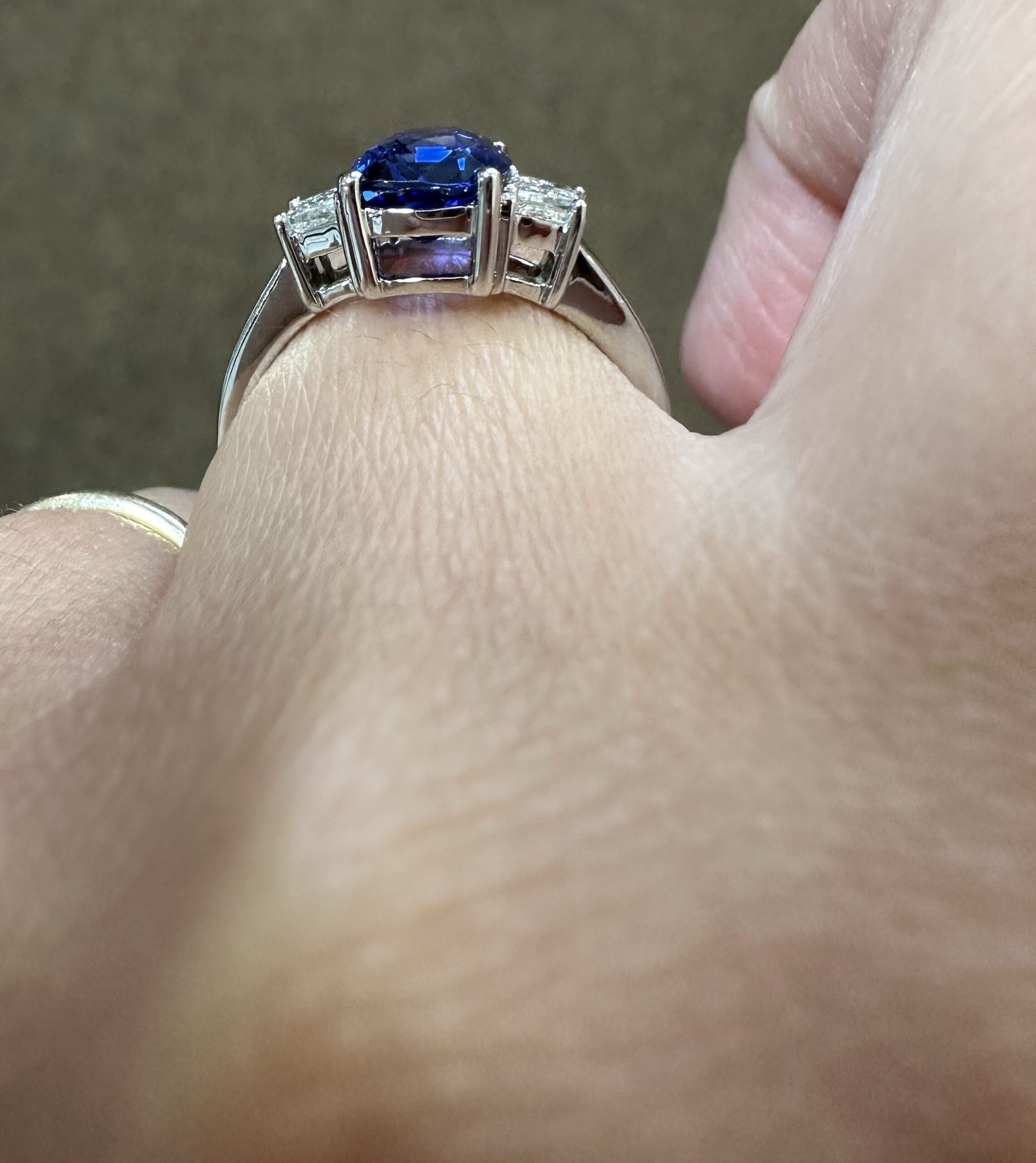 Platinum Genuine 2.35 Carat Ceylon Sapphire & .46 Cttw Trapezoid Diamond Ring - Image 53