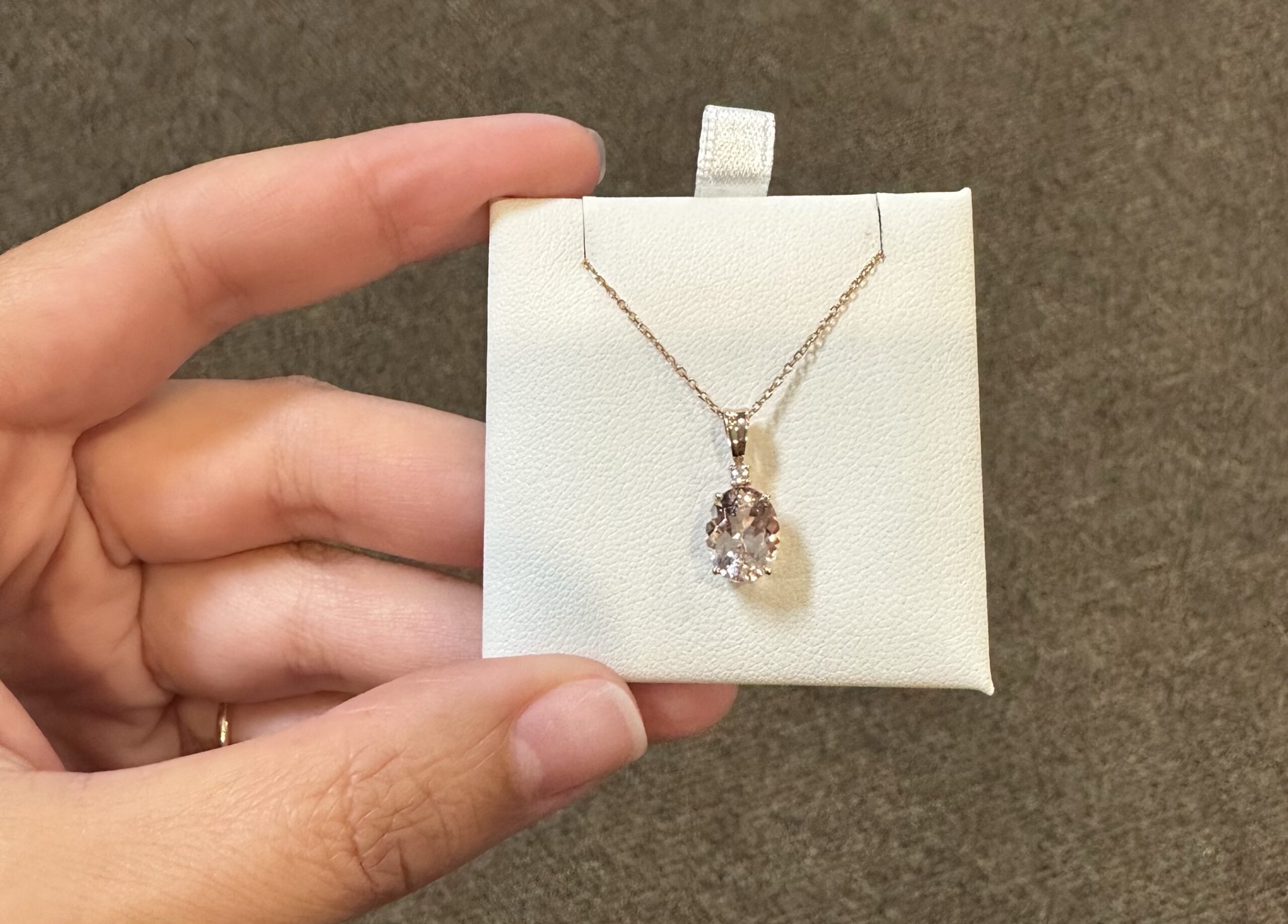 14k Rose Gold Genuine 1.67 Carat Morganite & Diamond Pendant - Image 2