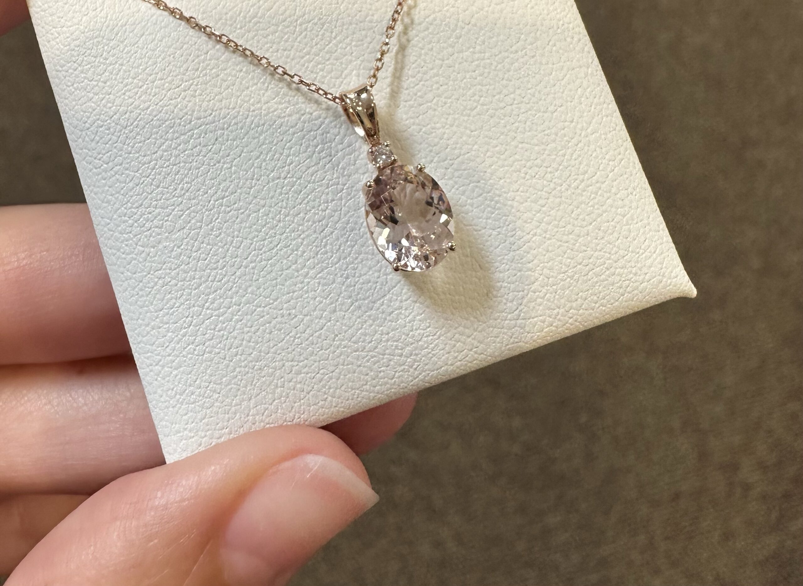 14k Rose Gold Genuine 1.67 Carat Morganite & Diamond Pendant - Image 5