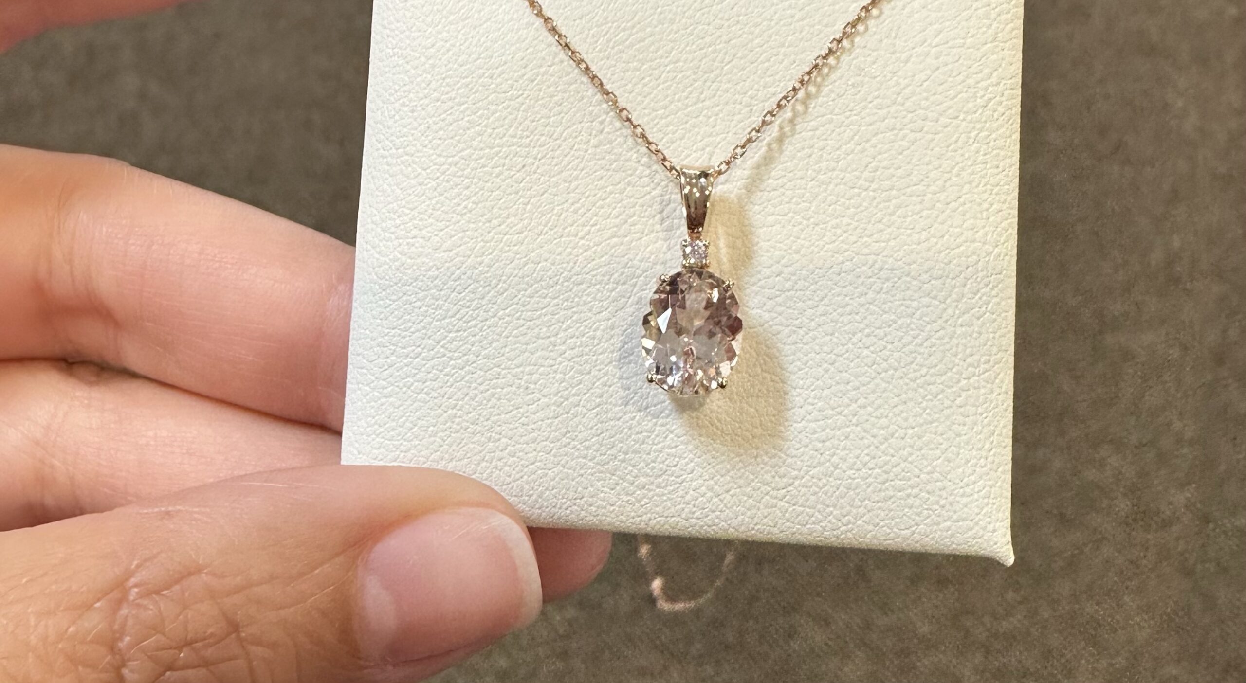 14k Rose Gold Genuine 1.67 Carat Morganite & Diamond Pendant - Image 16