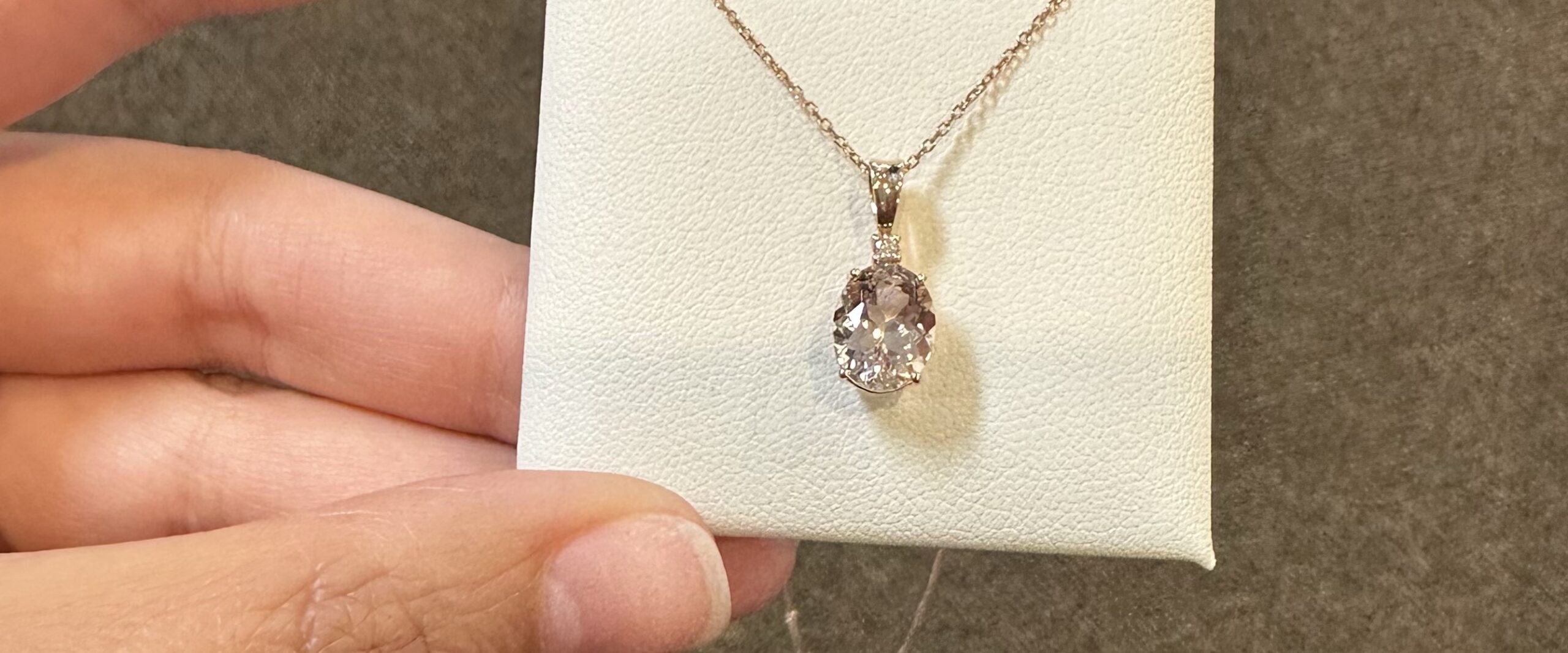 14k Rose Gold Genuine 1.67 Carat Morganite & Diamond Pendant - Image 17