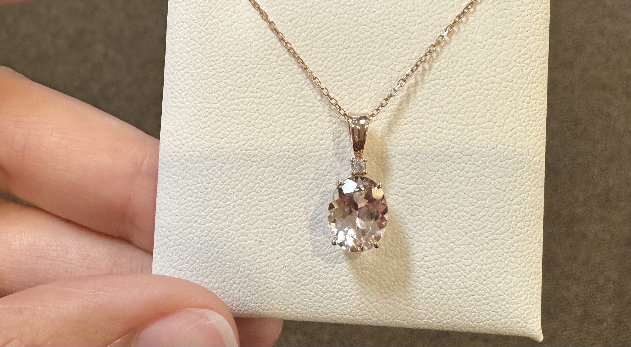 14k Rose Gold Genuine 1.67 Carat Morganite & Diamond Pendant - Image 18
