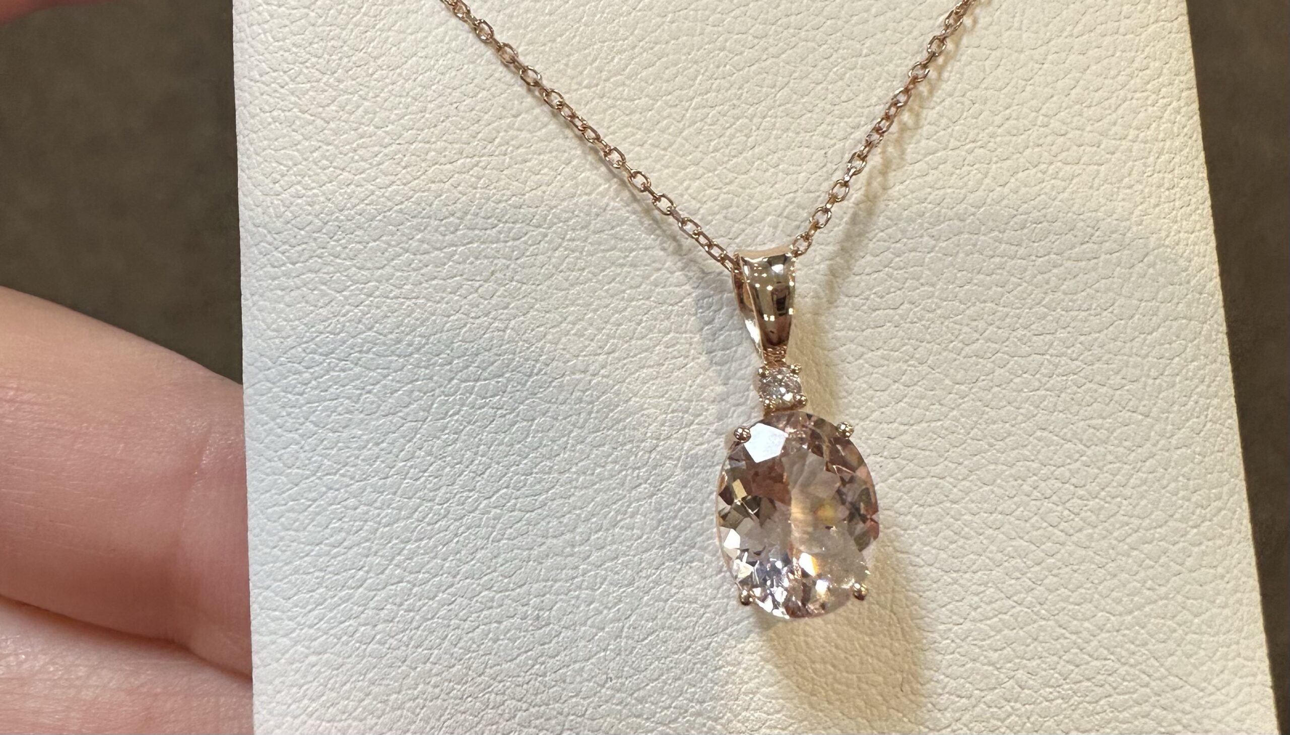 14k Rose Gold Genuine 1.67 Carat Morganite & Diamond Pendant - Image 19