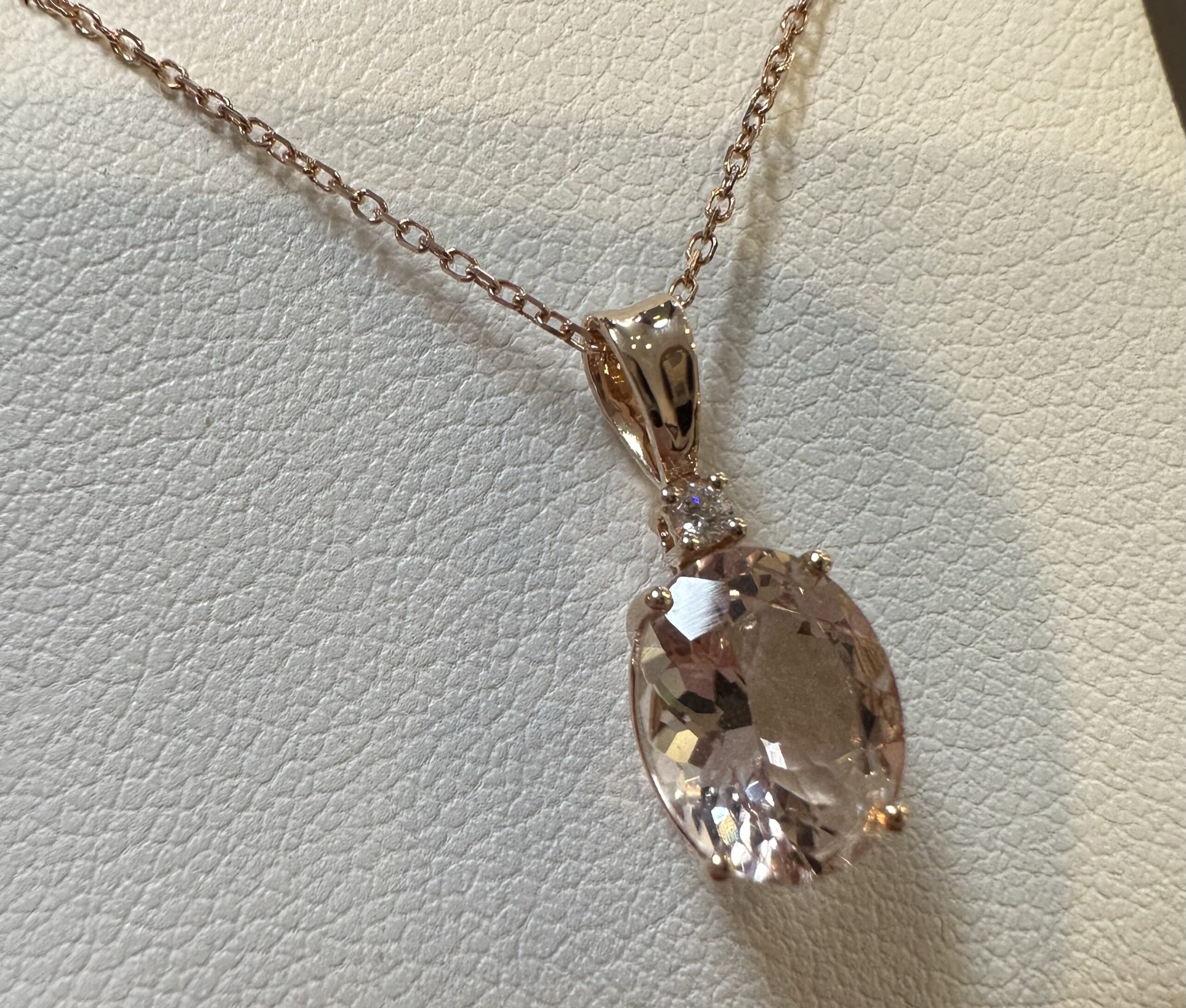14k Rose Gold Genuine 1.67 Carat Morganite & Diamond Pendant - Image 20