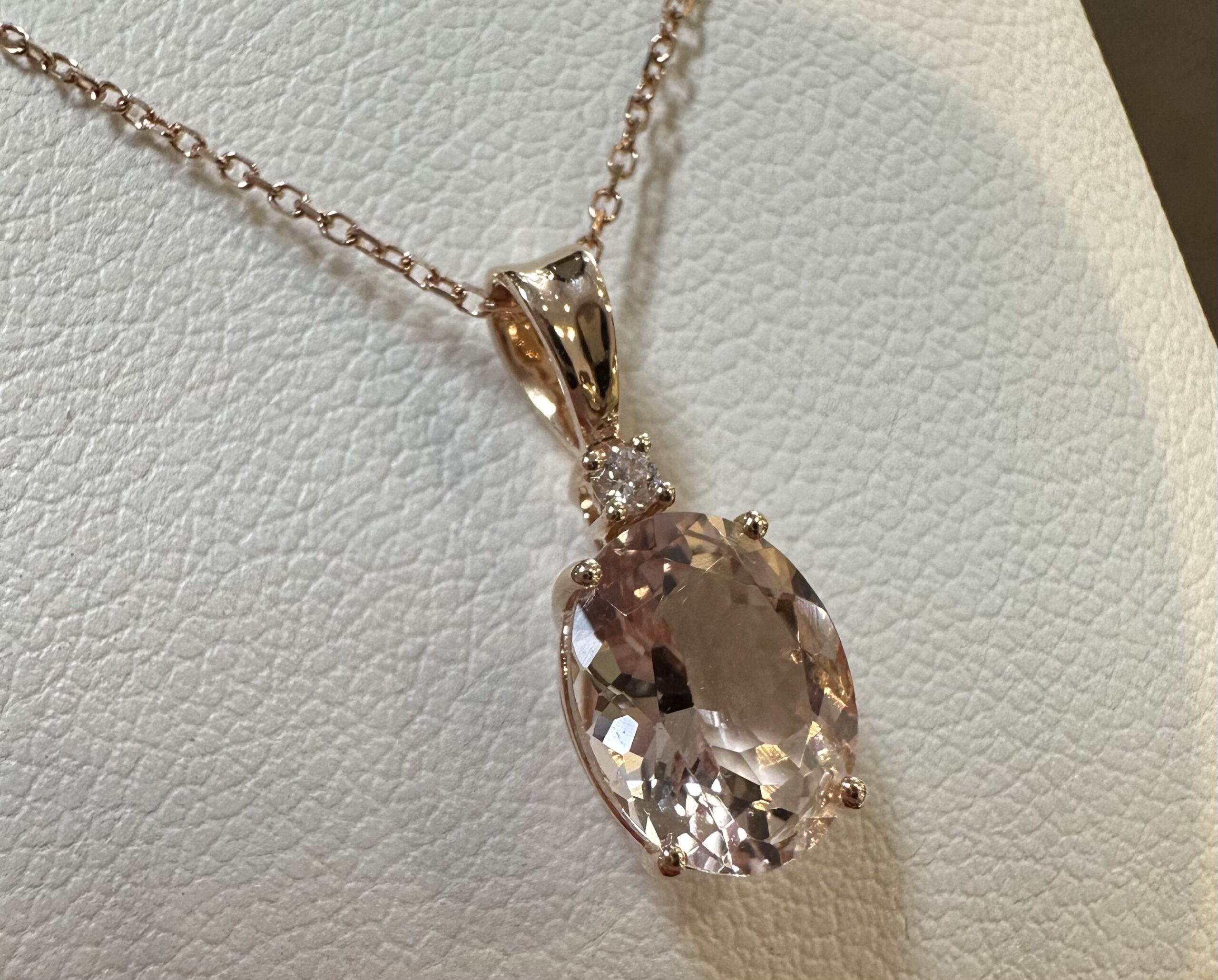 14k Rose Gold Genuine 1.67 Carat Morganite & Diamond Pendant - Image 24