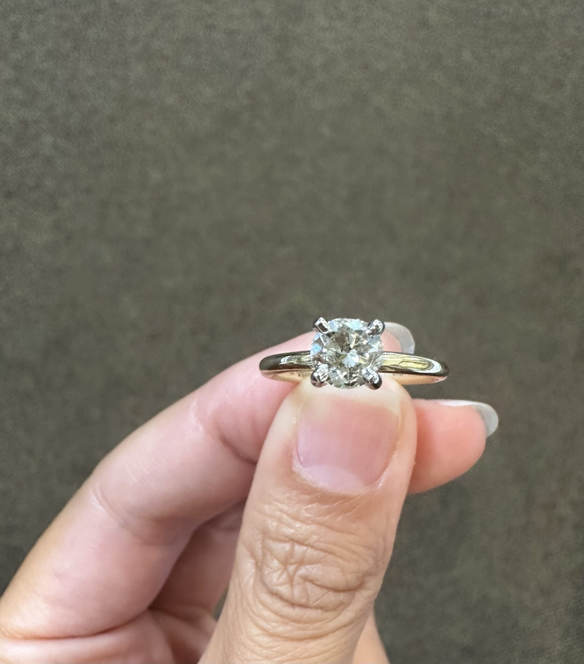 14k 2Tone .96 Carat Round Brilliant Cut Diamond Solitaire - Image 2