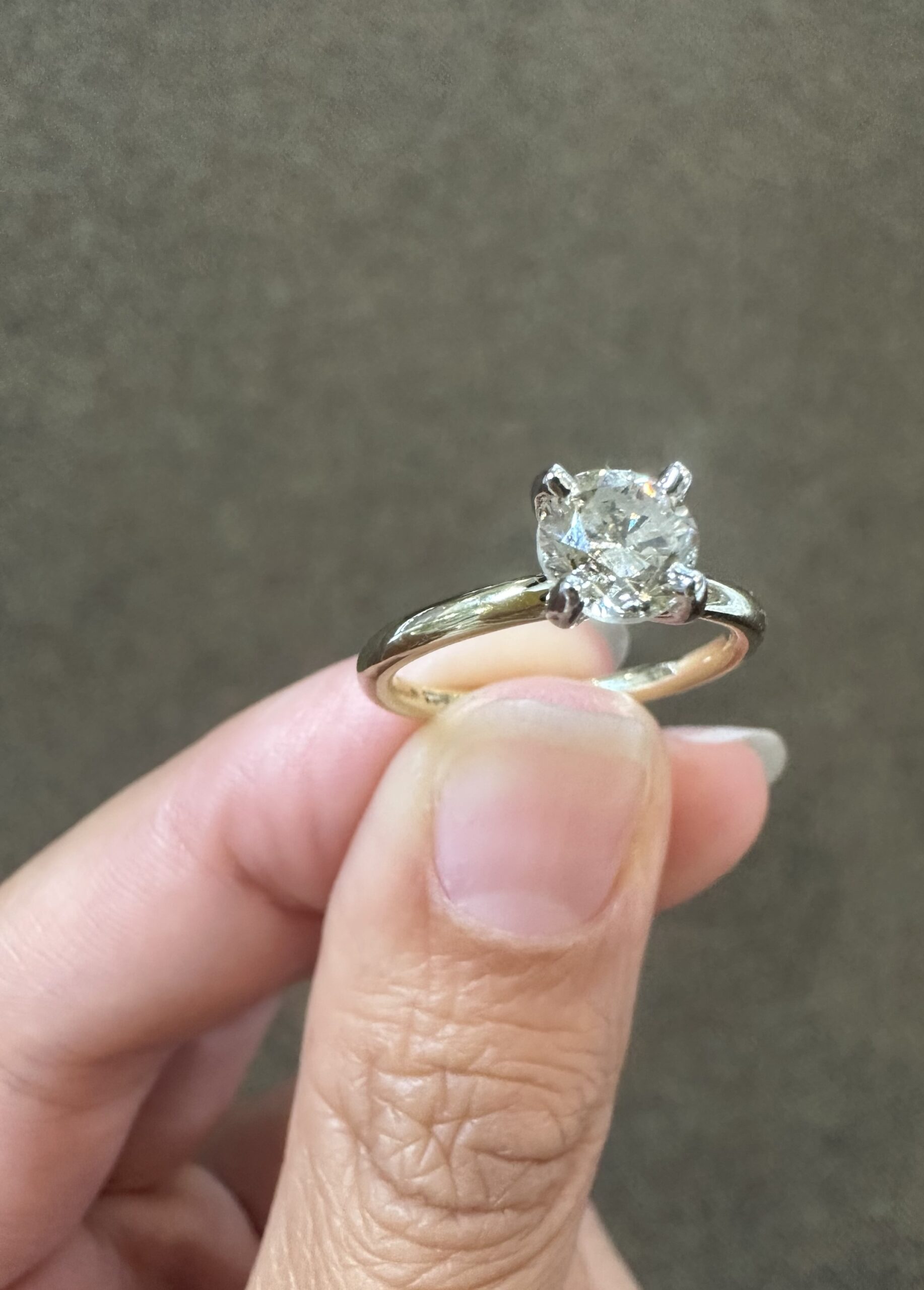 14k 2Tone .96 Carat Round Brilliant Cut Diamond Solitaire - Image 3