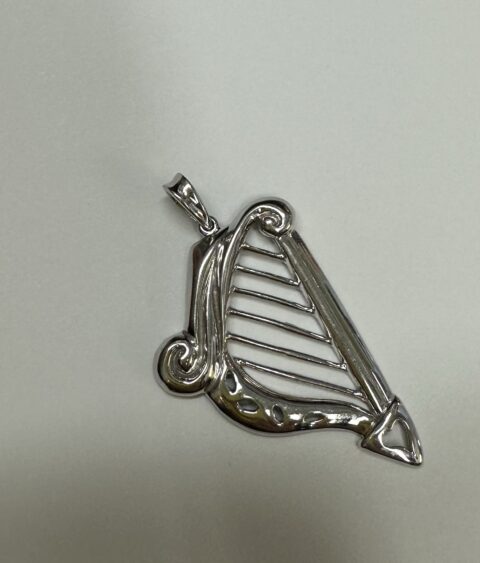 Vintage 14k White Gold Harp Pendant