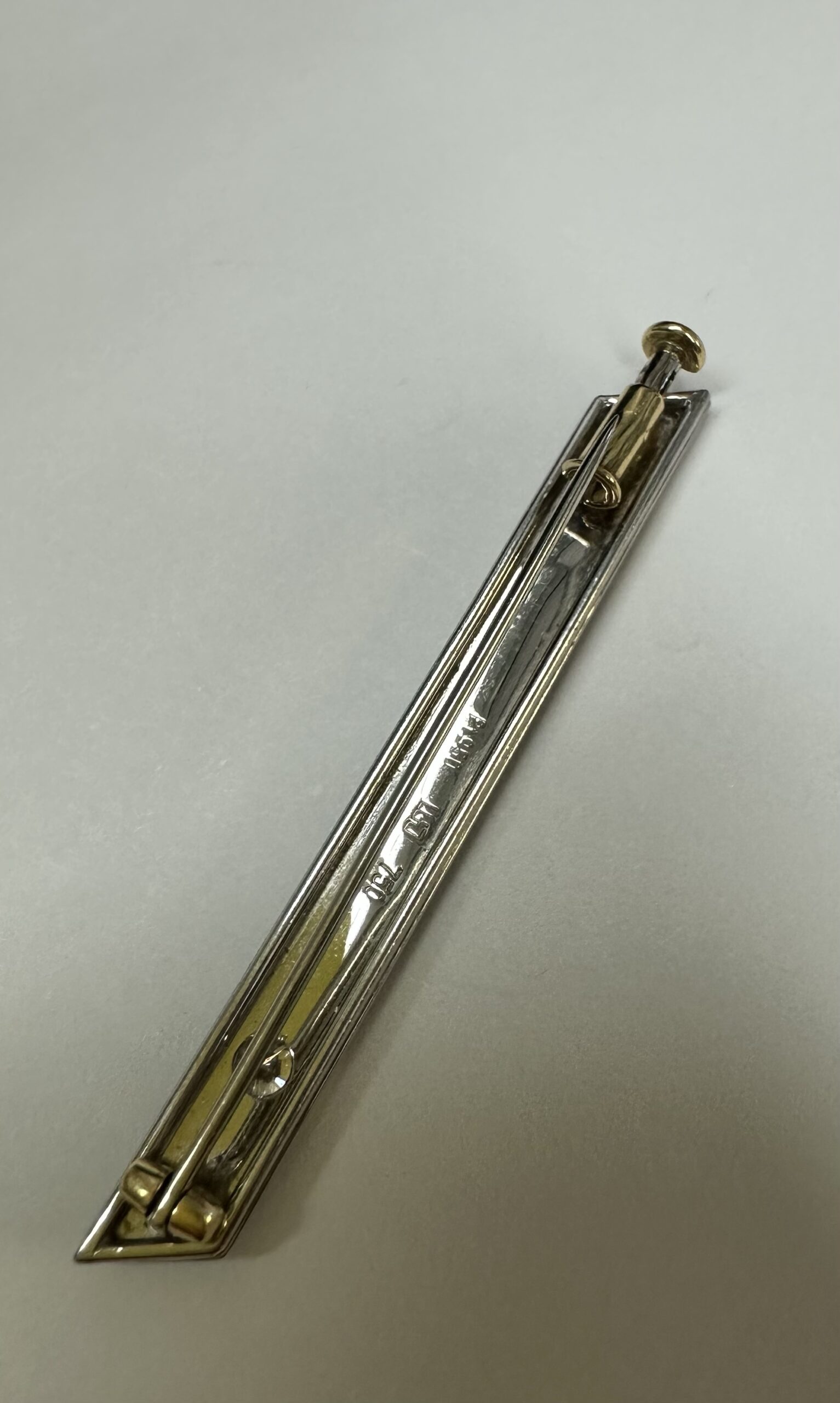 Platinum & 18k Yellow Gold Bar Pin With Genuine .20 Cttw Diamond Accent - Image 17