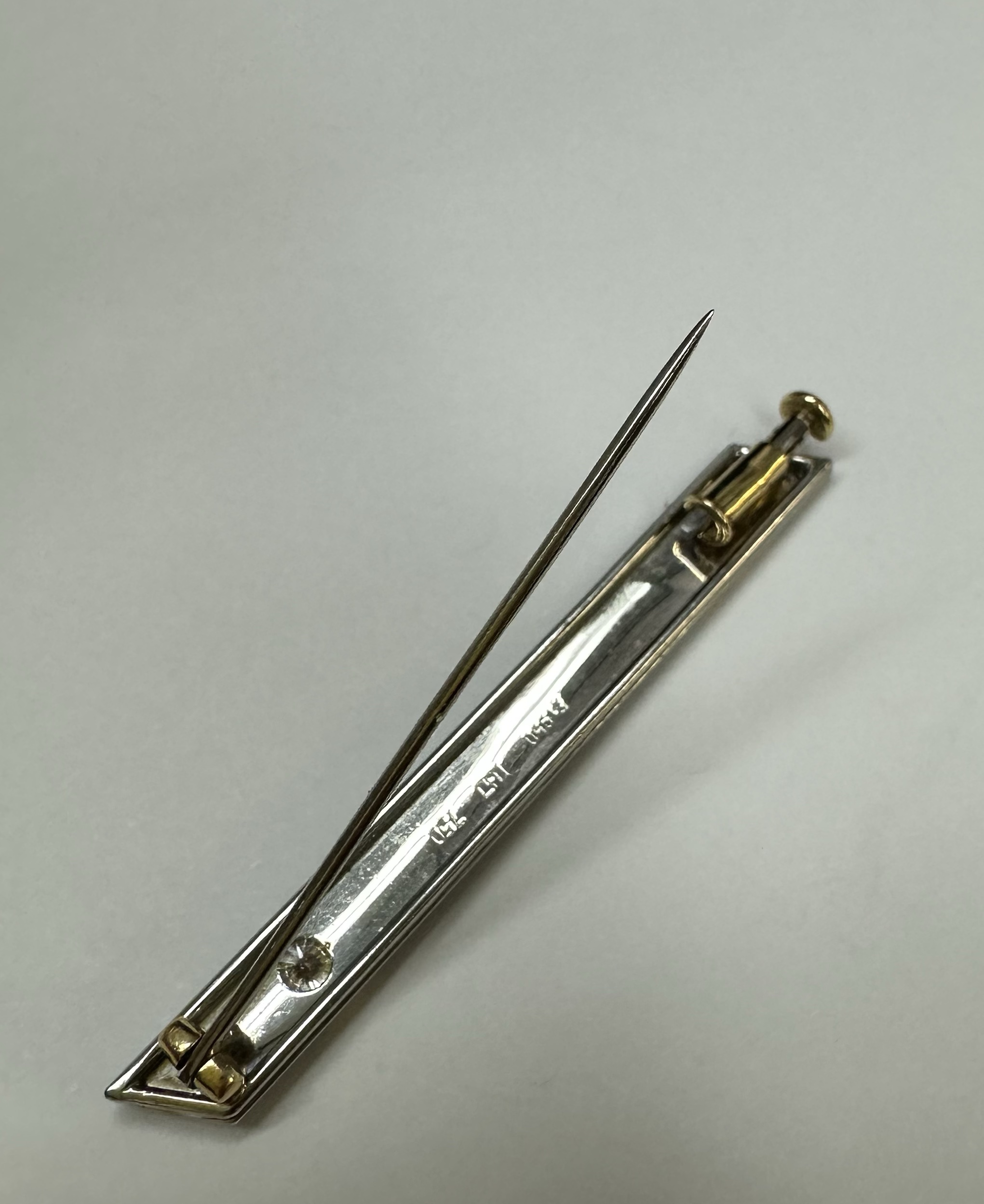 Platinum & 18k Yellow Gold Bar Pin With Genuine .20 Cttw Diamond Accent - Image 15