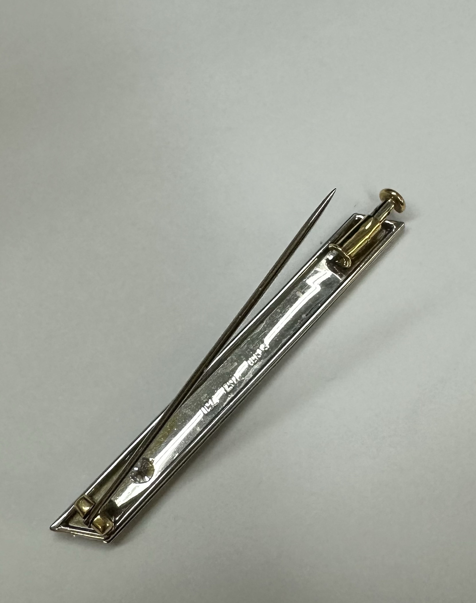 Platinum & 18k Yellow Gold Bar Pin With Genuine .20 Cttw Diamond Accent - Image 14