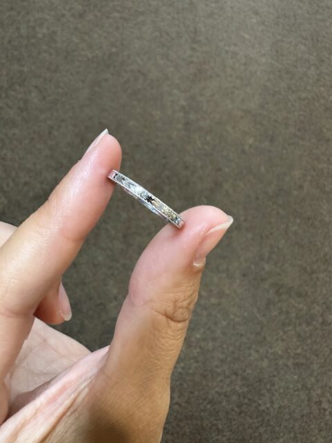 14k White Gold Hand Engraved Wedding Band