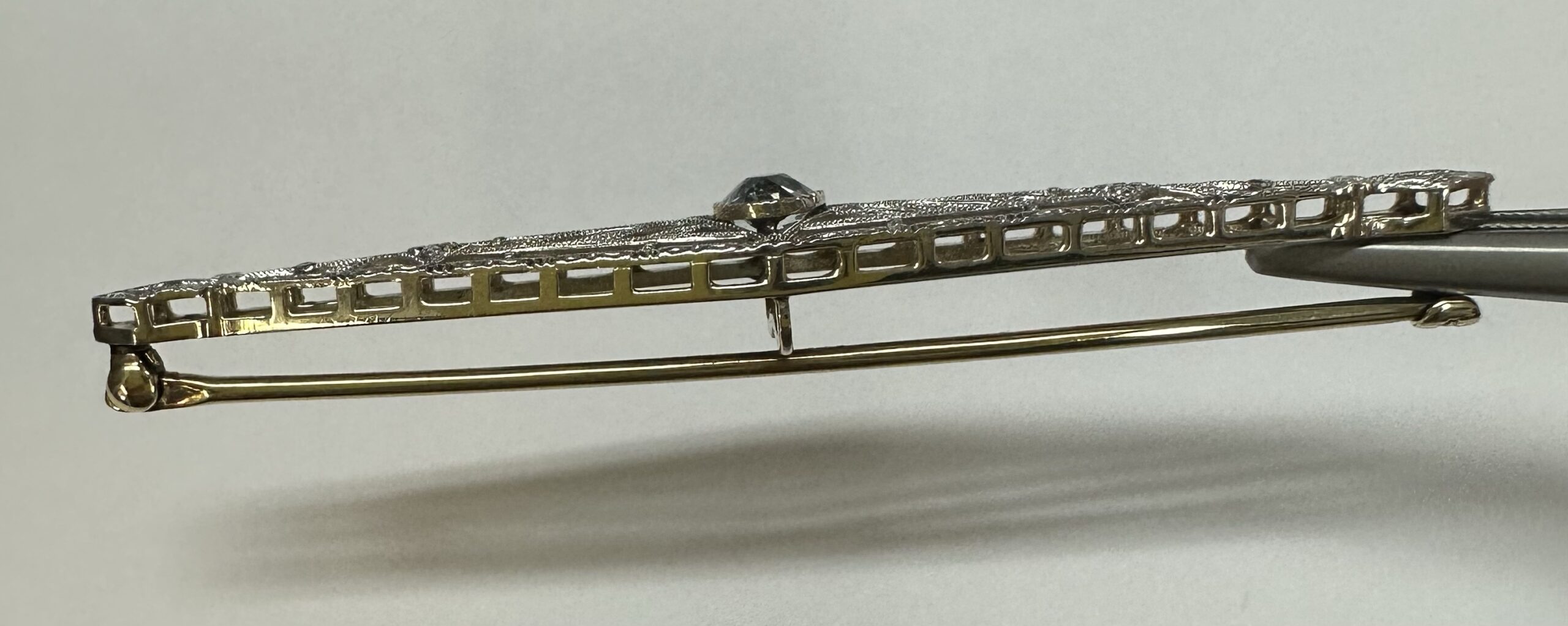 Antique Filigree 14k 2Tone Genuine Aquamarine Brooch - Image 19