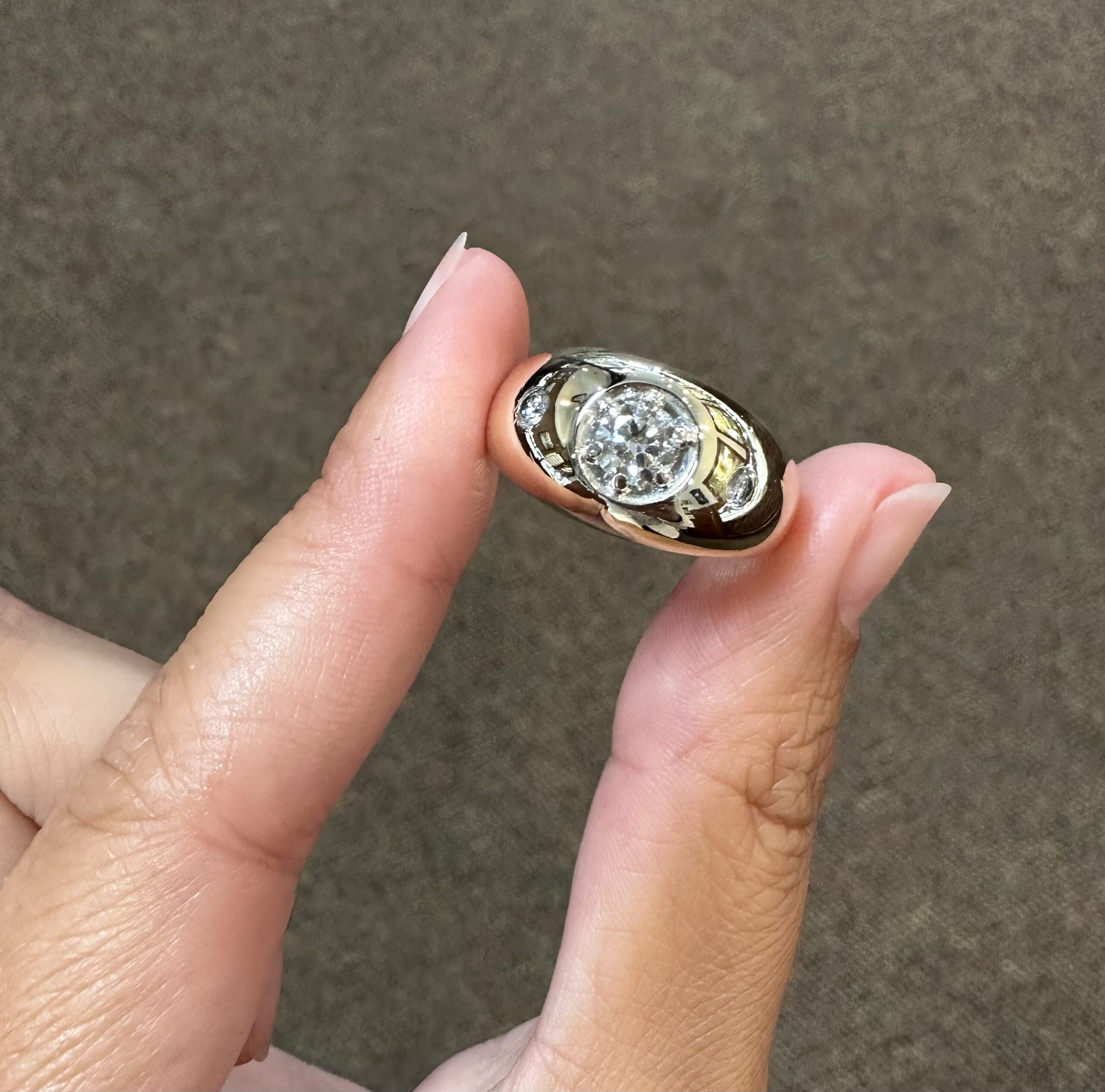 Gent’s 14k Yellow Gold .68 Cttw Round Brilliant Cut Diamond “Gypsy” Style Ring - Image 11