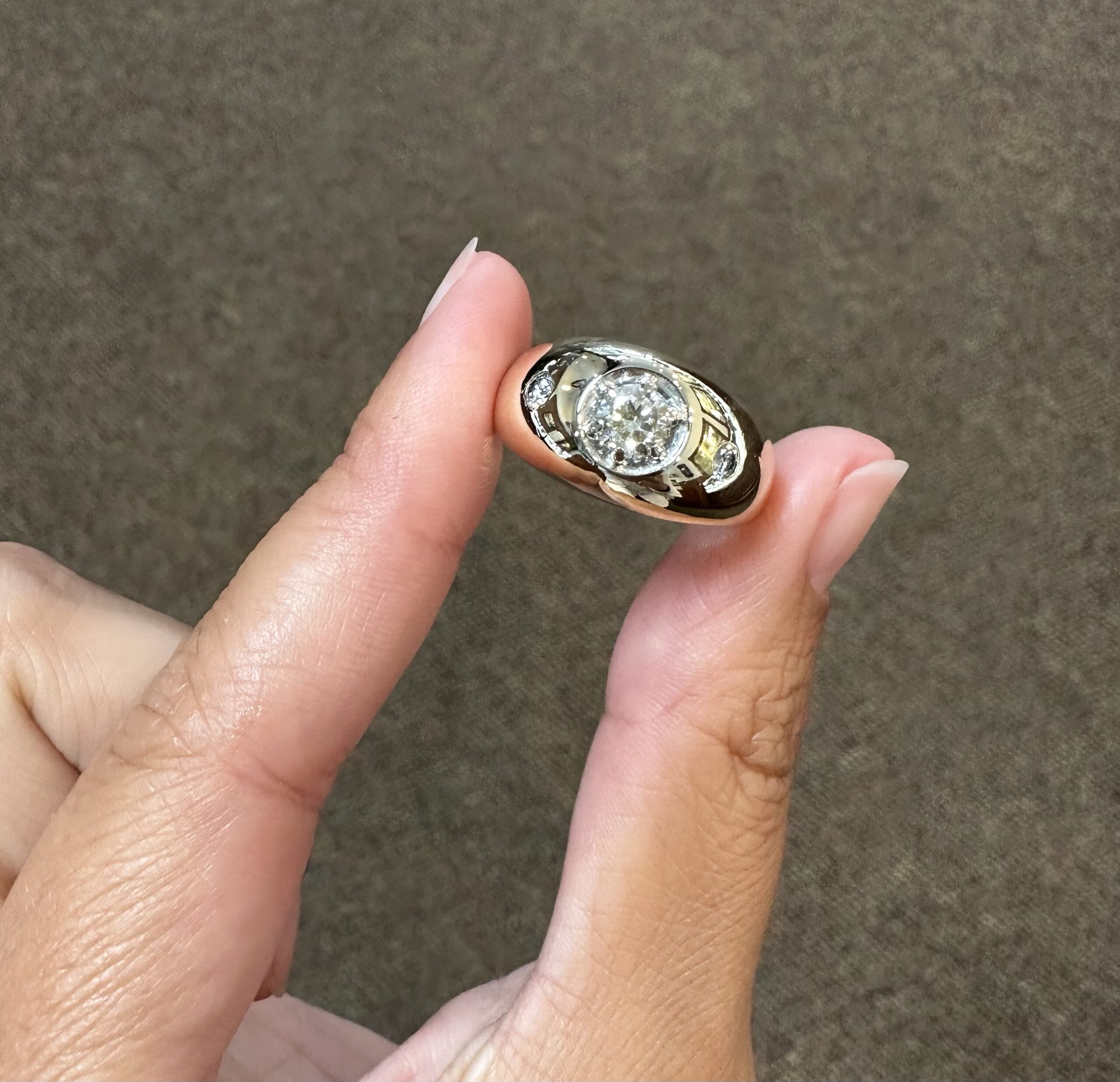 Gent’s 14k Yellow Gold .68 Cttw Round Brilliant Cut Diamond “Gypsy” Style Ring - Image 9