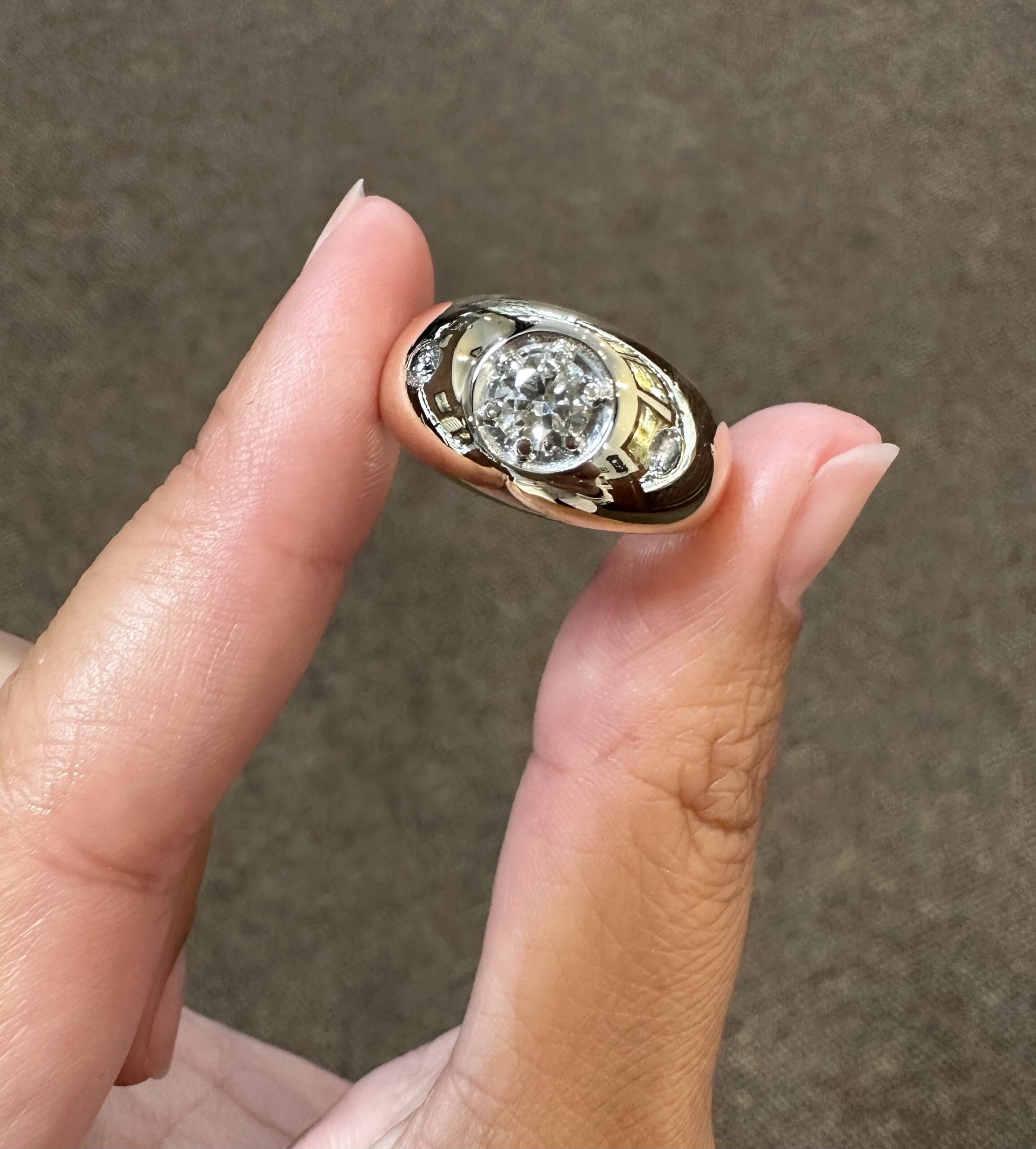 Gent’s 14k Yellow Gold .68 Cttw Round Brilliant Cut Diamond “Gypsy” Style Ring - Image 8