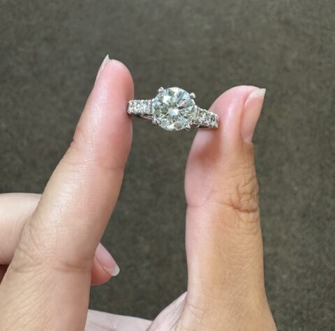 Custom Made Platinum Genuine 2.12 Carat Round Brilliant Cut Diamond Solitaire