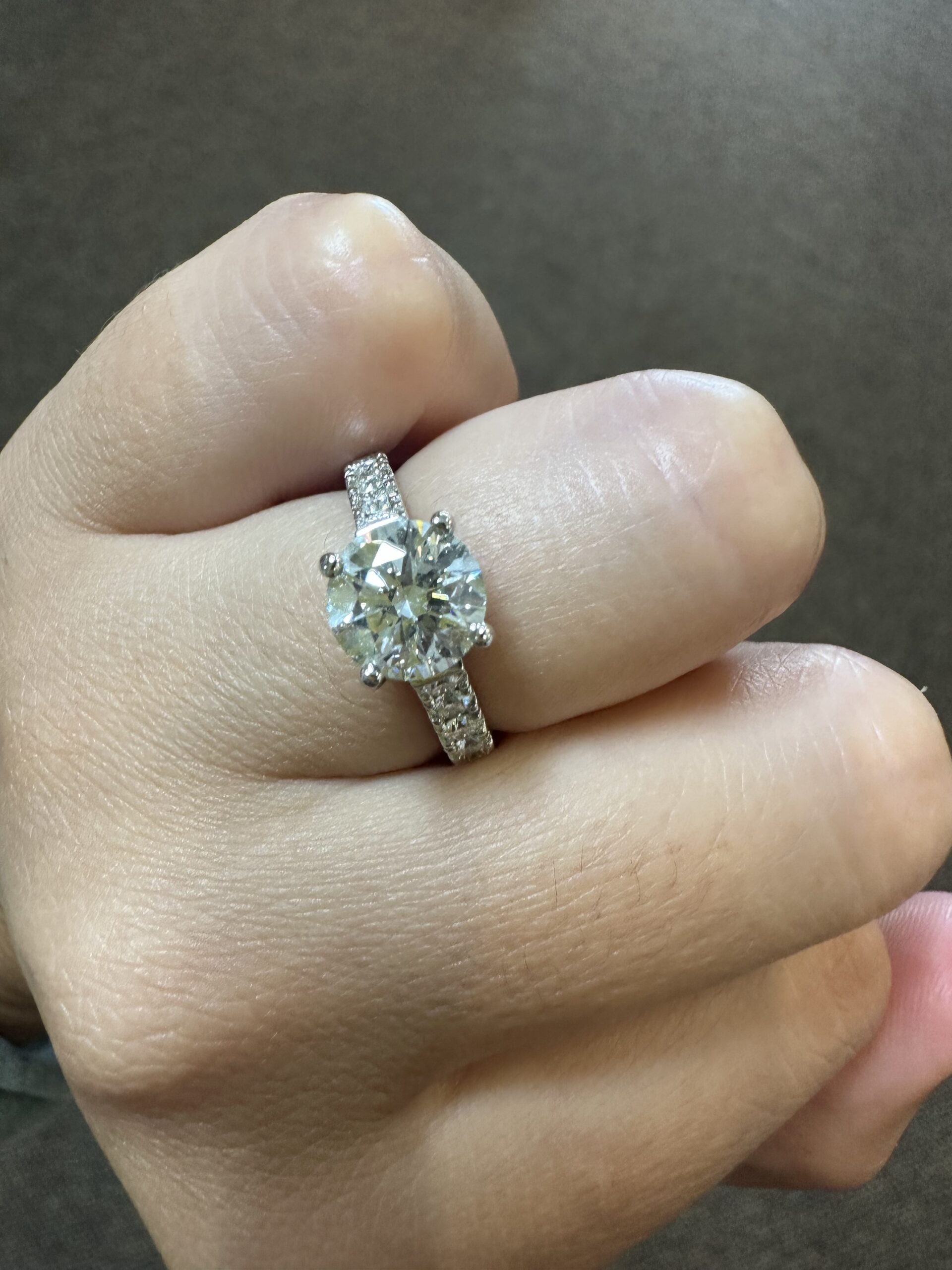 Custom Made Platinum Genuine 2.12 Carat Round Brilliant Cut Diamond Solitaire - Image 17