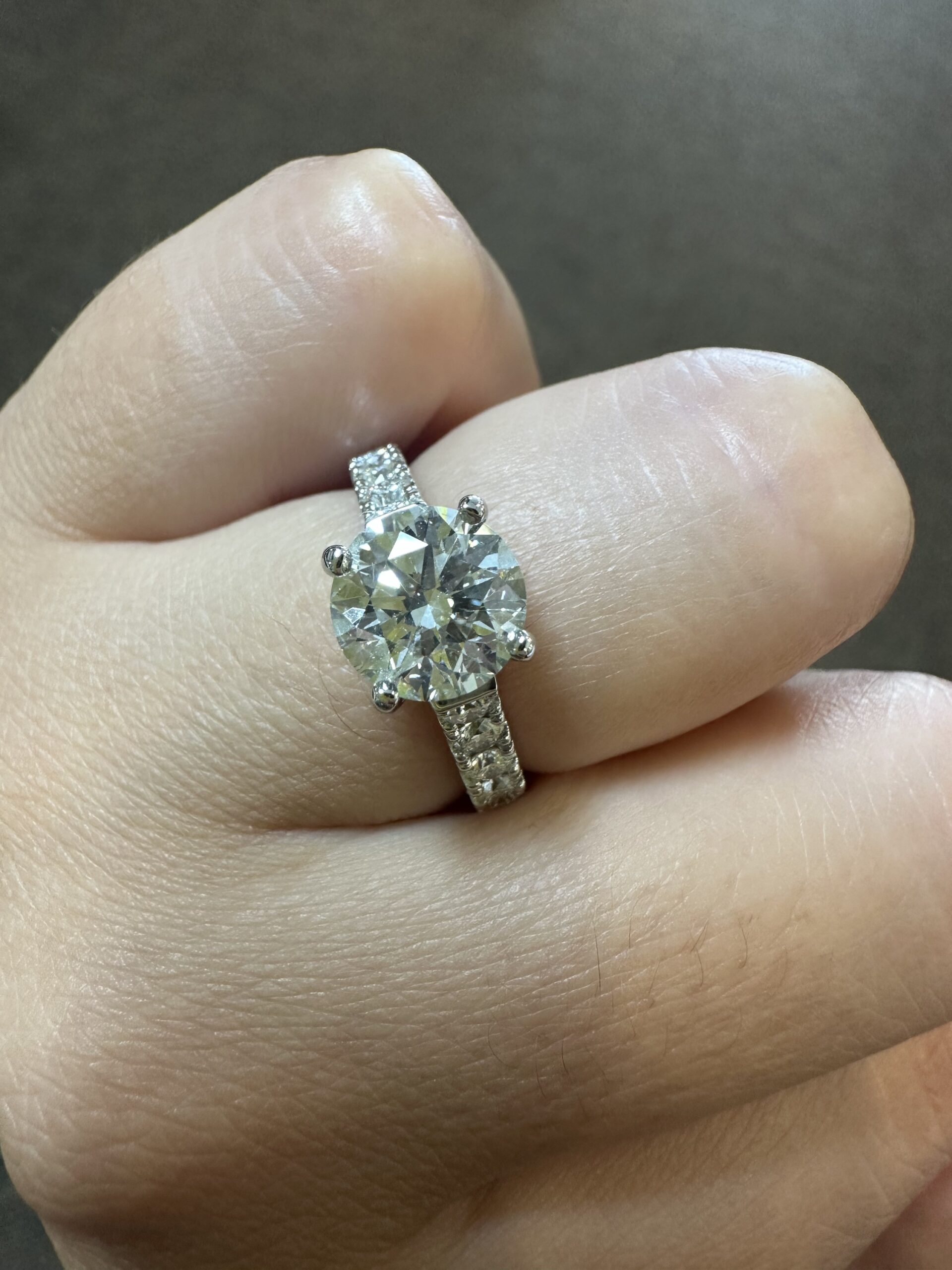 Custom Made Platinum Genuine 2.12 Carat Round Brilliant Cut Diamond Solitaire - Image 16