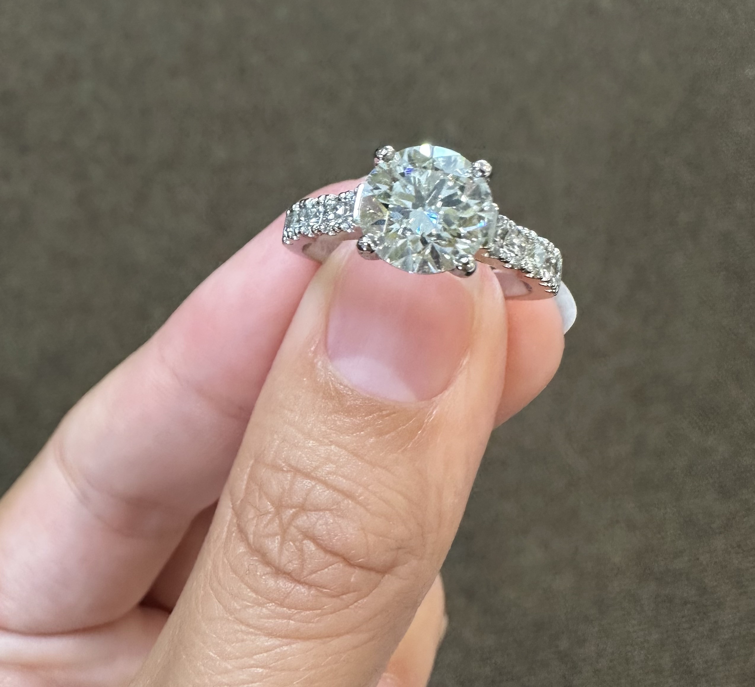 Custom Made Platinum Genuine 2.12 Carat Round Brilliant Cut Diamond Solitaire - Image 10