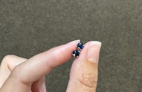 14k White Gold Genuine 4.5 MM Sapphire Stud Earrings