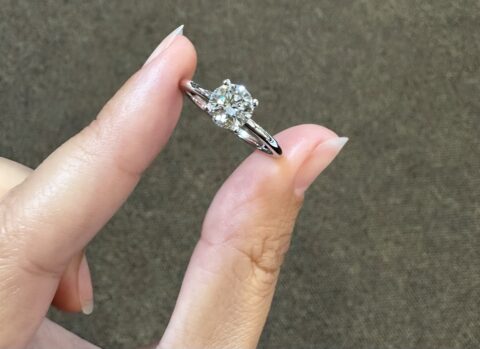 14k White Gold 1.00 Carat Lab Grown Round Brilliant Cut Diamond Solitaire