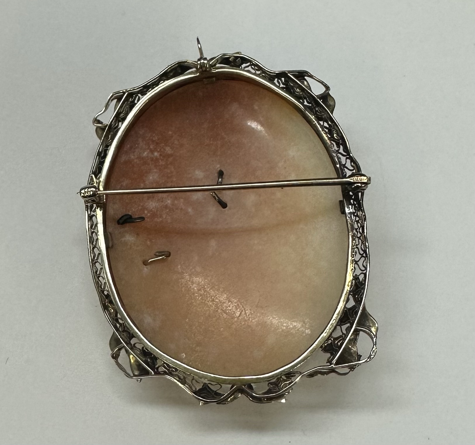 Antique 14k White Gold Filigree Woman With Jewelry Cameo - Image 23