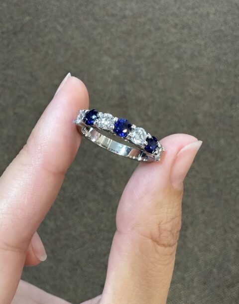 Platinum 7 Stone Genuine .95 Cttw Diamond & .78 Cttw Diamond Band