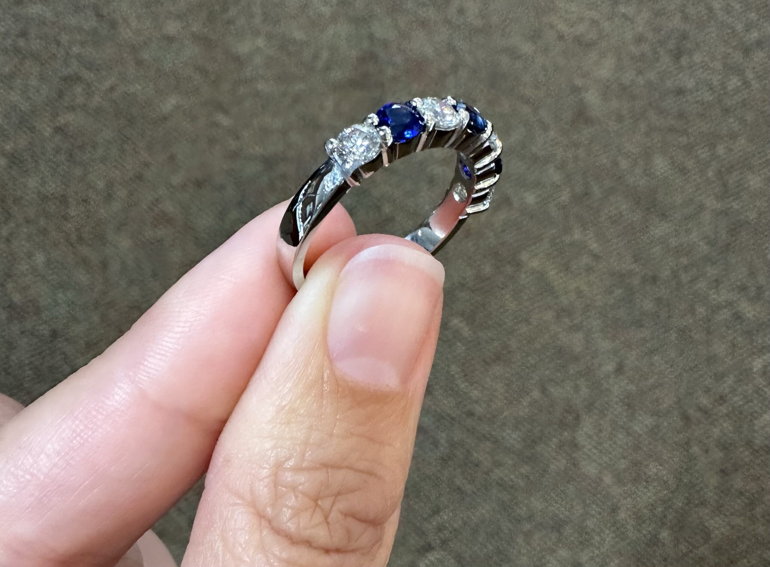 Platinum 7 Stone Genuine .95 Cttw Diamond & .78 Cttw Diamond Band - Image 5