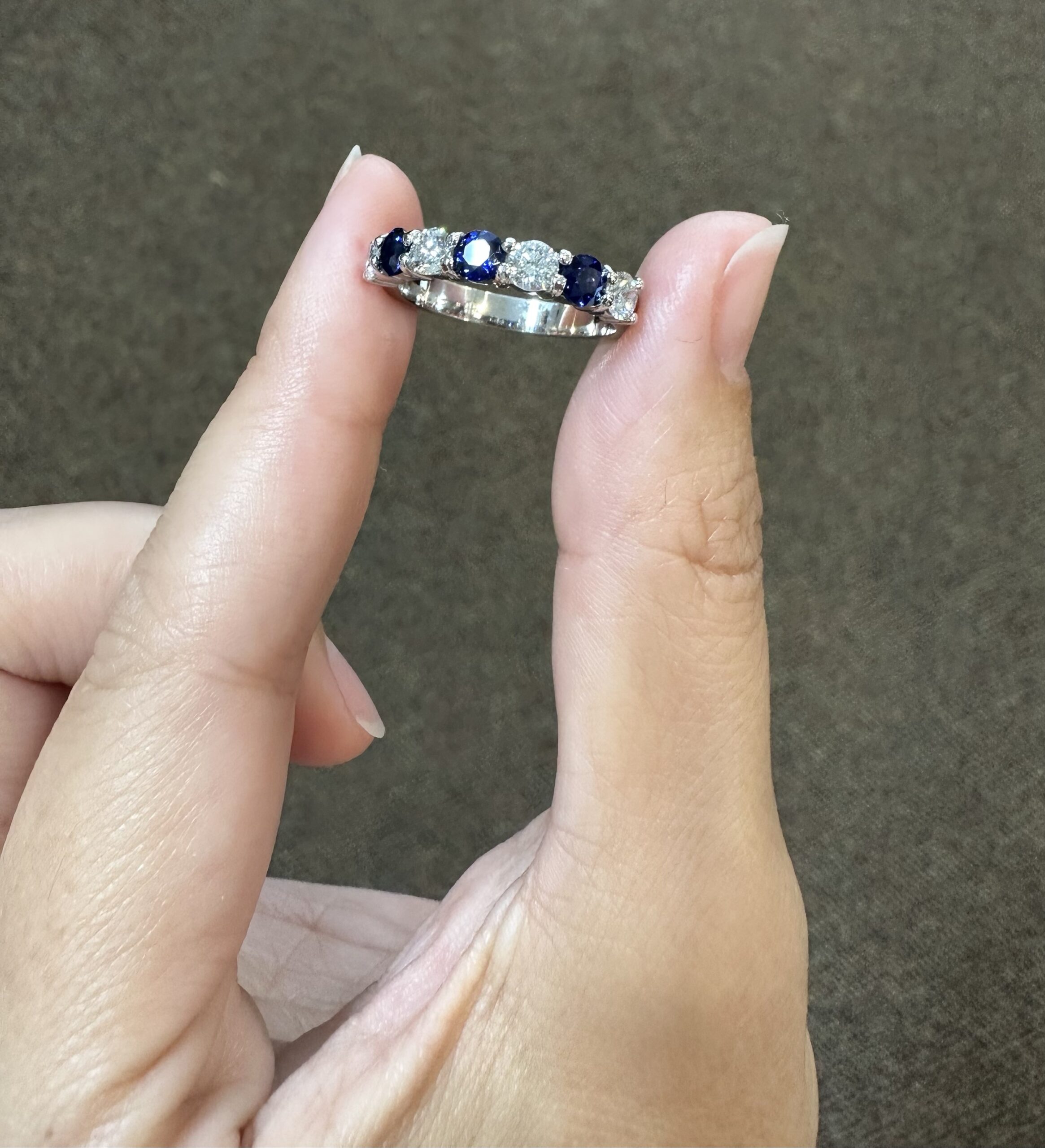 Platinum 7 Stone Genuine .95 Cttw Diamond & .78 Cttw Diamond Band - Image 19