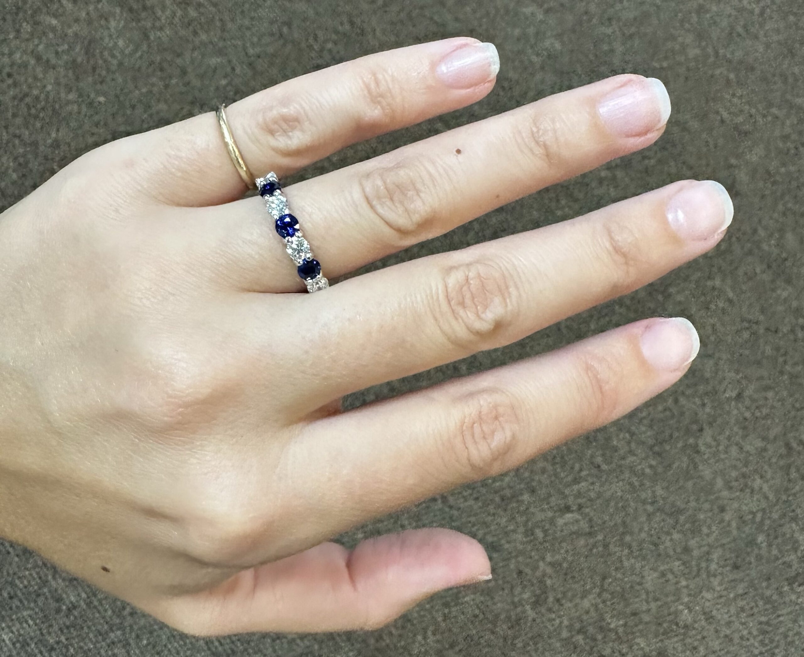 Platinum 7 Stone Genuine .95 Cttw Diamond & .78 Cttw Diamond Band - Image 45