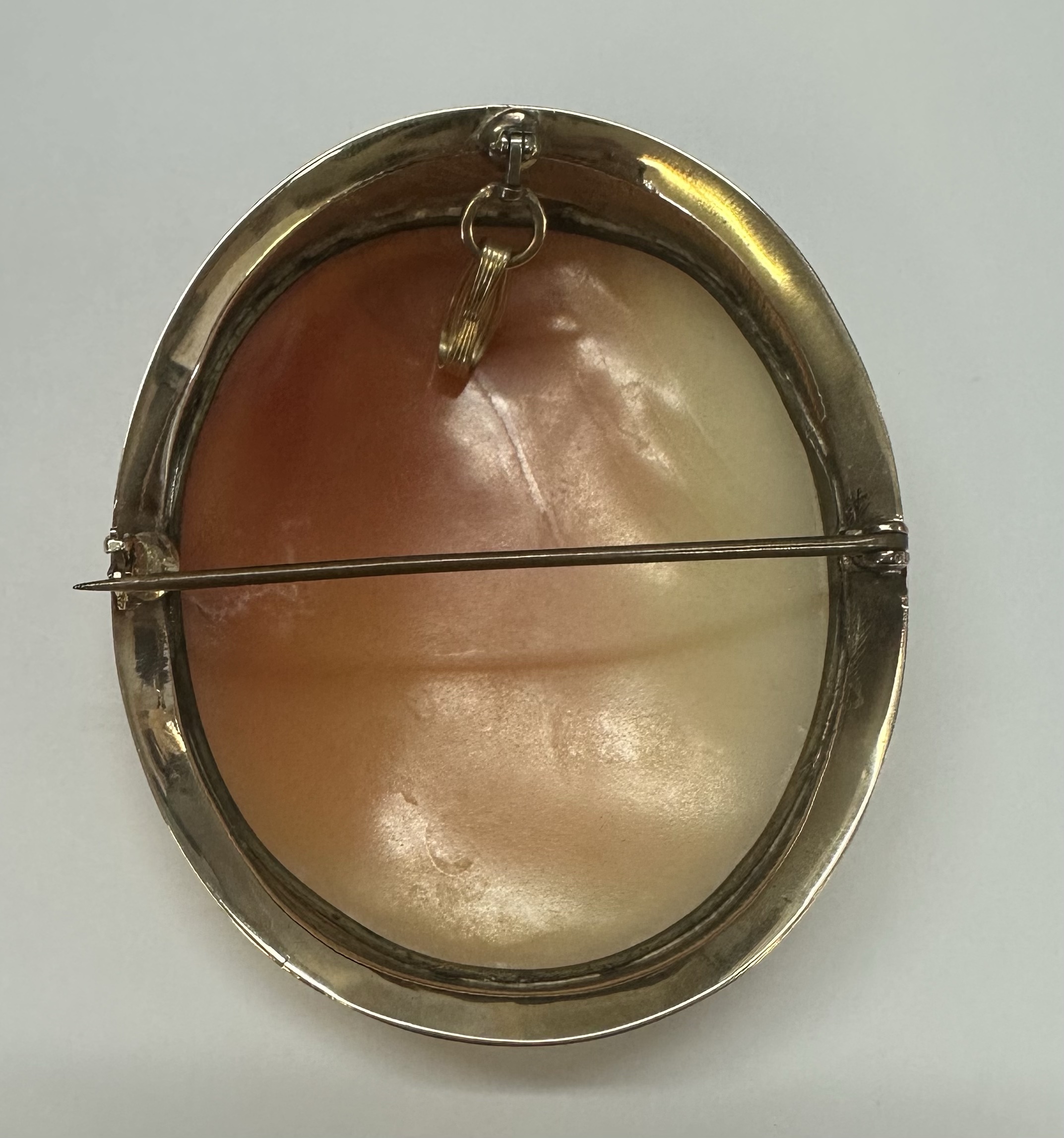 Large Vintage 14k Yellow Gold Genuine Carved Shell Cameo Depicting Mother & Child Scene - Image 12