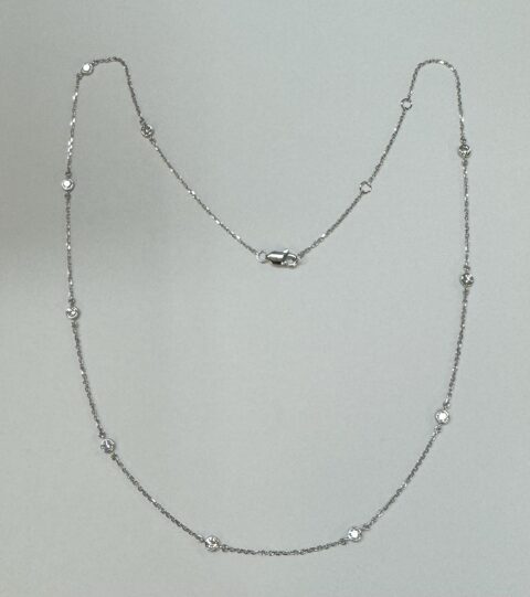 14k White Gold 1/2 Cttw Diamond By The Yard Necklace