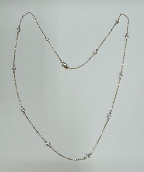 14k 2tone Genuine 1/2 Cttw Round Brilliant Cut Diamond By The Yard Necklace