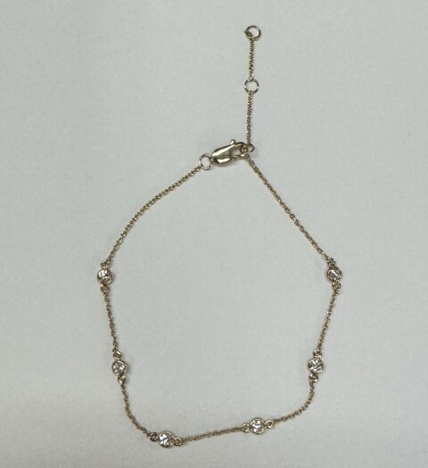 14k Yellow Gold .30 Cttw Round Brilliant Cut Diamond By The Yard Bracelet